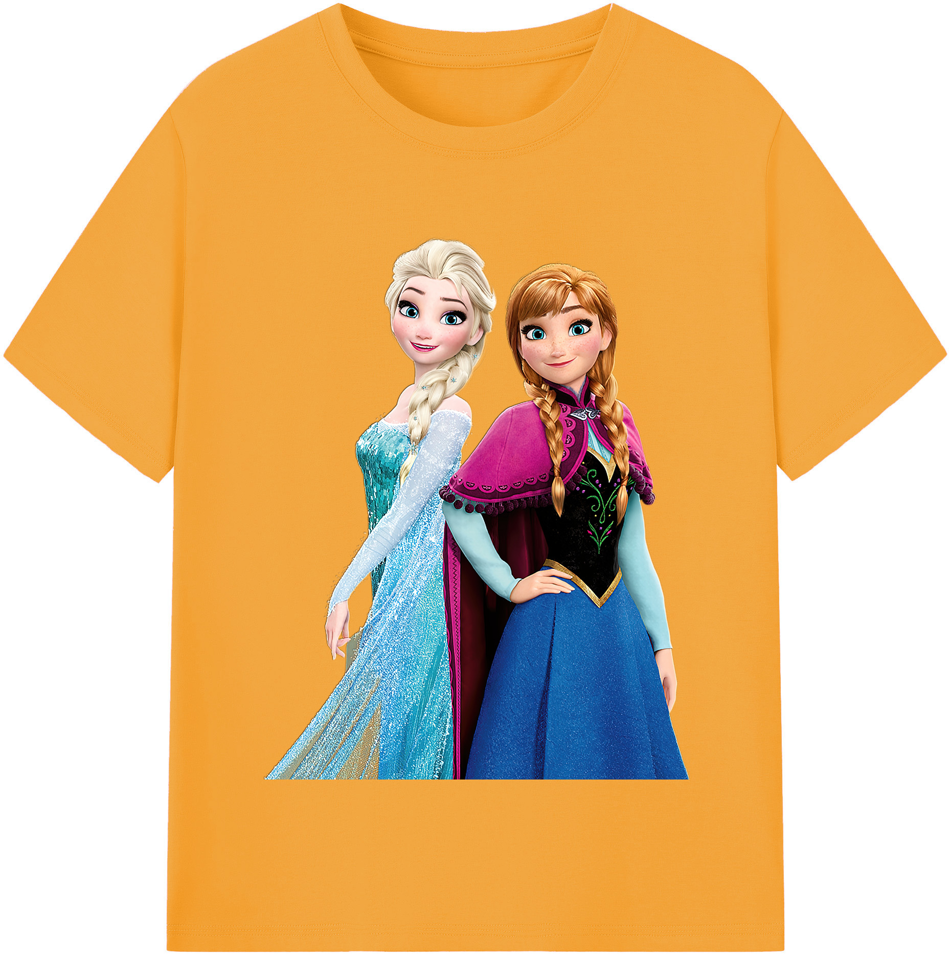 （画像用） アナと雪の女王 アンナ エルサ Frozen Anna Elsa レディースカジュアルプリントTシャツ（綿100％）