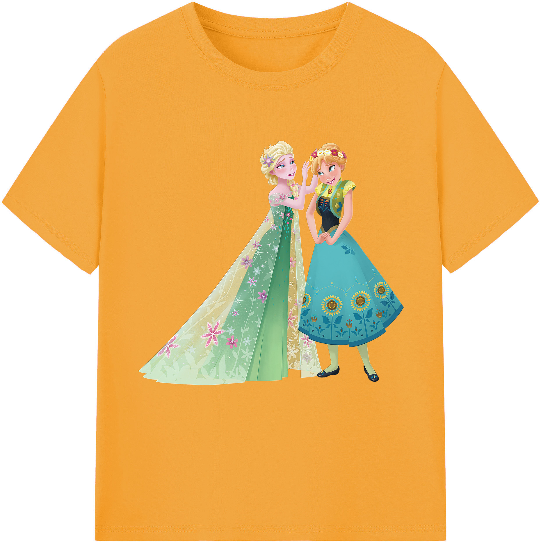 （画像用） アナと雪の女王 アンナ エルサ Frozen Anna Elsa レディースカジュアルプリントTシャツ（綿100％）
