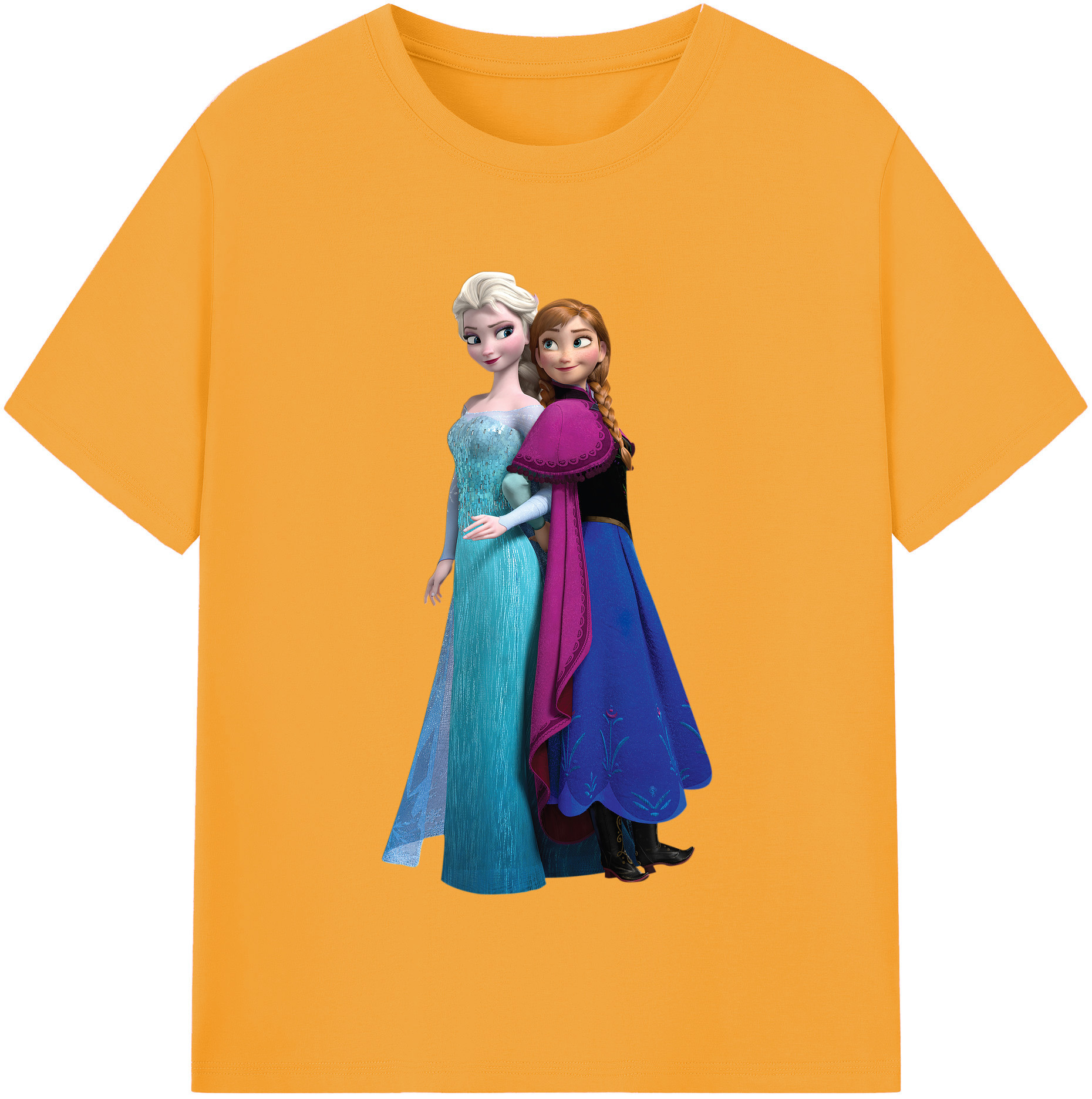 （画像用） アナと雪の女王 アンナ エルサ Frozen Anna Elsa レディースカジュアルプリントTシャツ（綿100％）