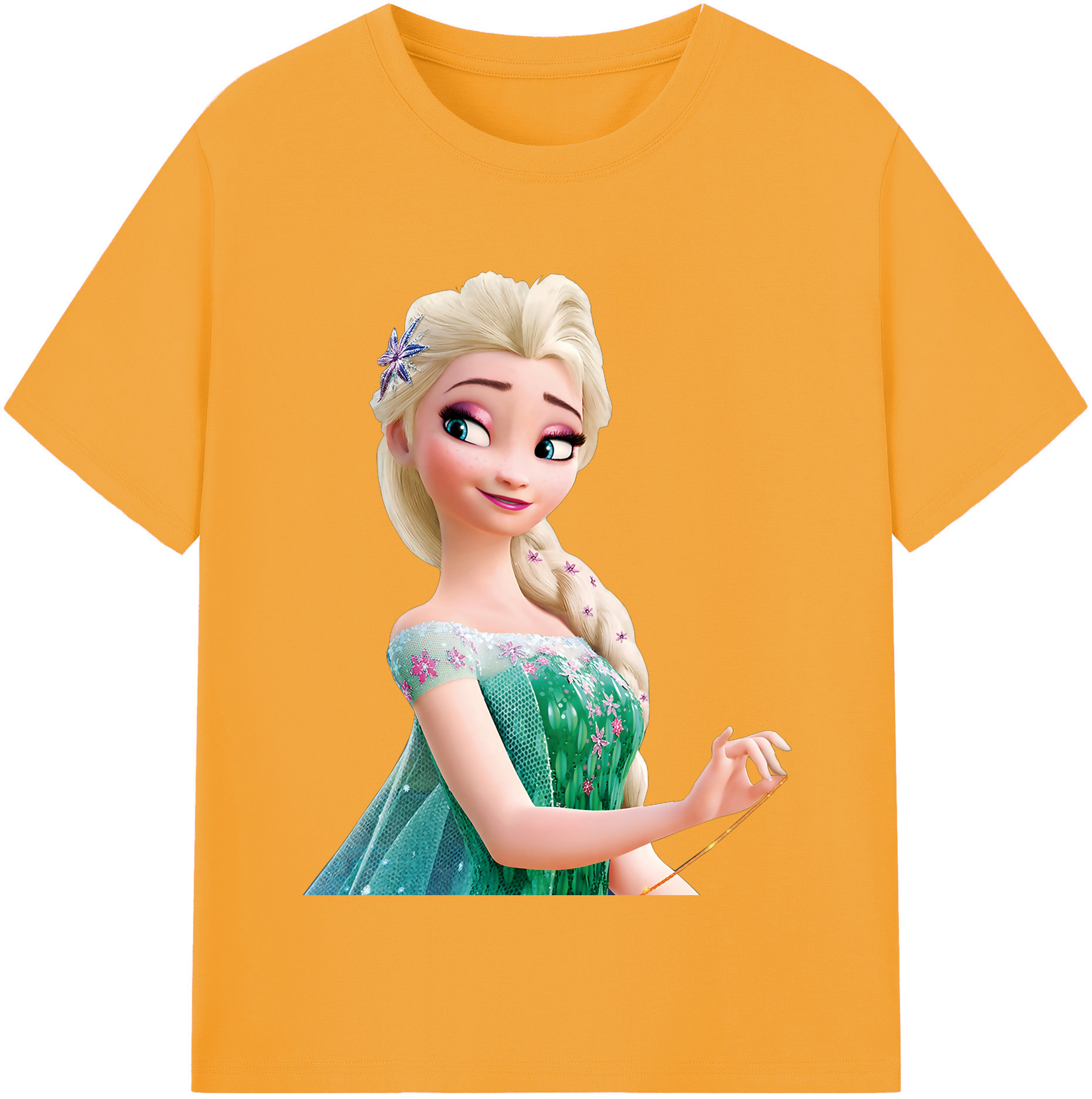 （画像用） アナと雪の女王 アンナ エルサ Frozen Anna Elsa レディースカジュアルプリントTシャツ（綿100％）