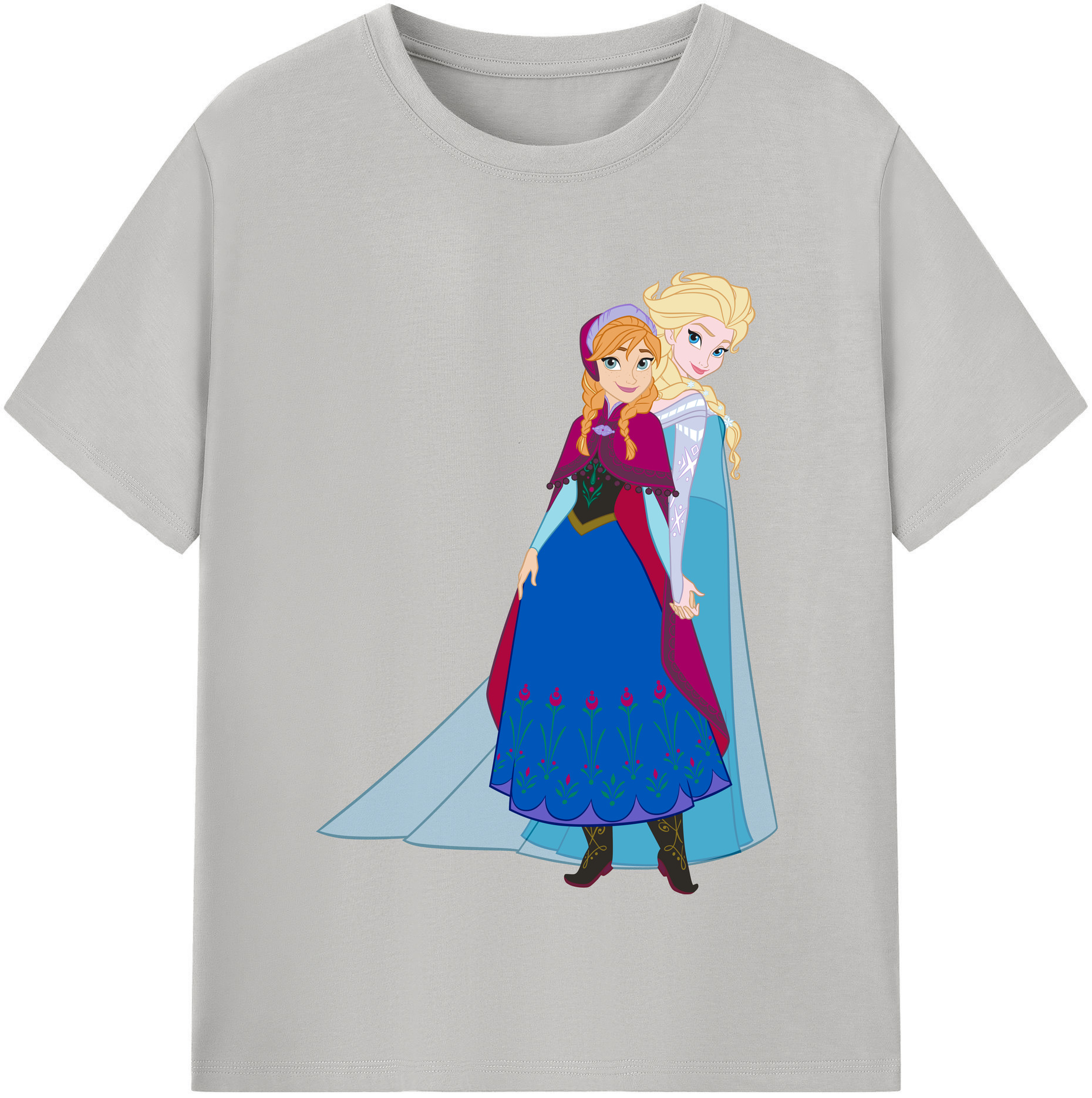 （画像用） アナと雪の女王 アンナ エルサ Frozen Anna Elsa レディースカジュアルプリントTシャツ（綿100％）