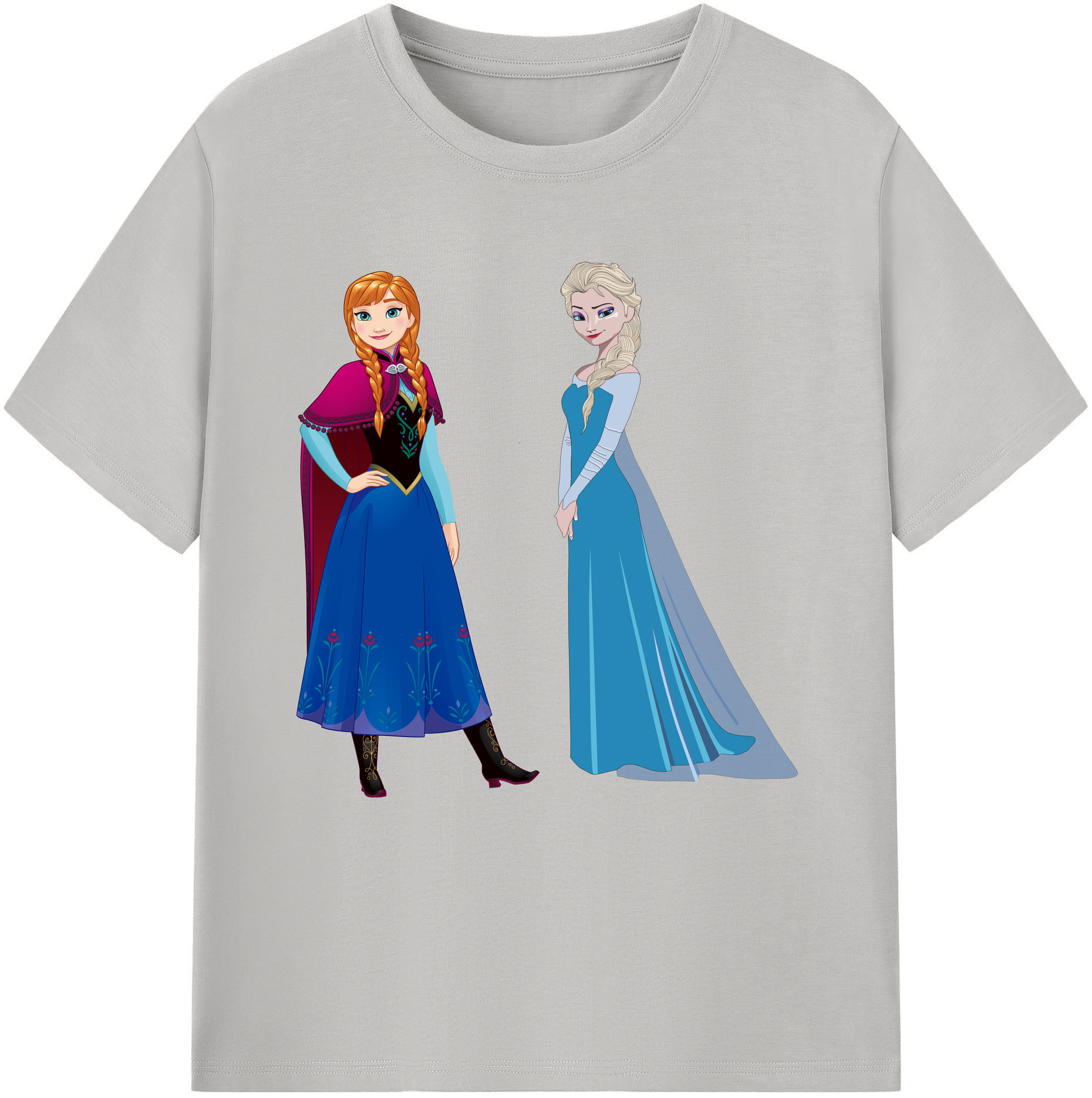 （画像用） アナと雪の女王 アンナ エルサ Frozen Anna Elsa レディースカジュアルプリントTシャツ（綿100％）