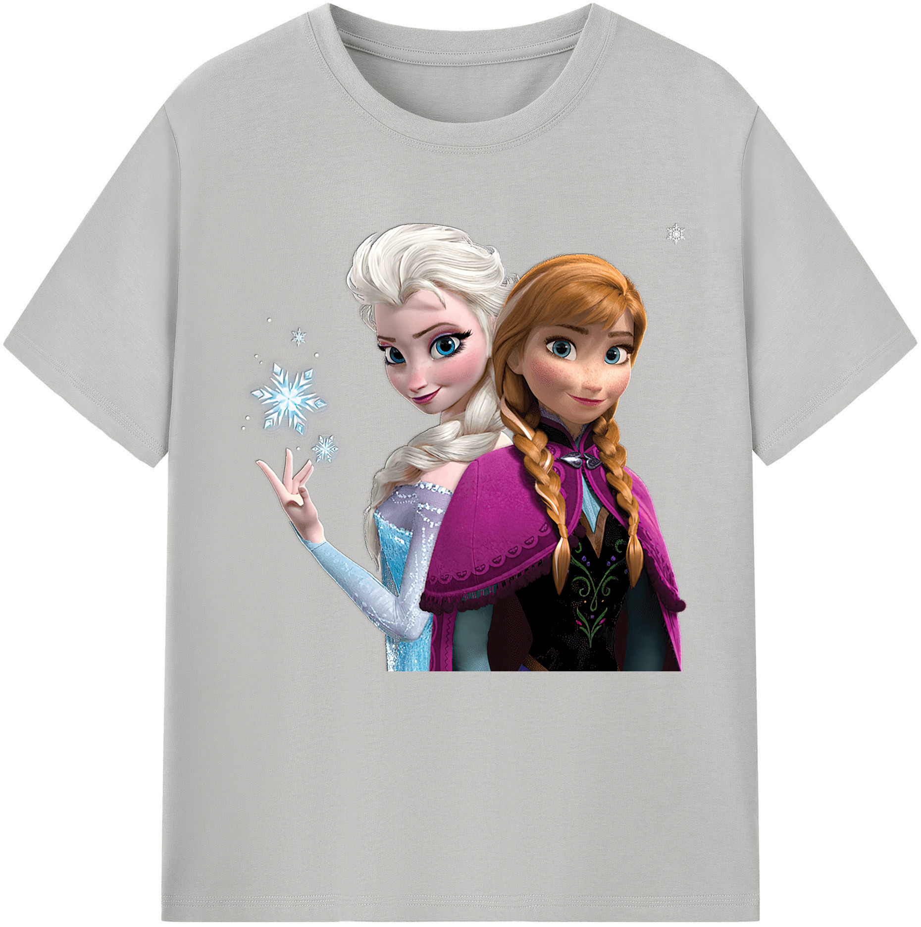 （画像用） アナと雪の女王 アンナ エルサ Frozen Anna Elsa レディースカジュアルプリントTシャツ（綿100％）