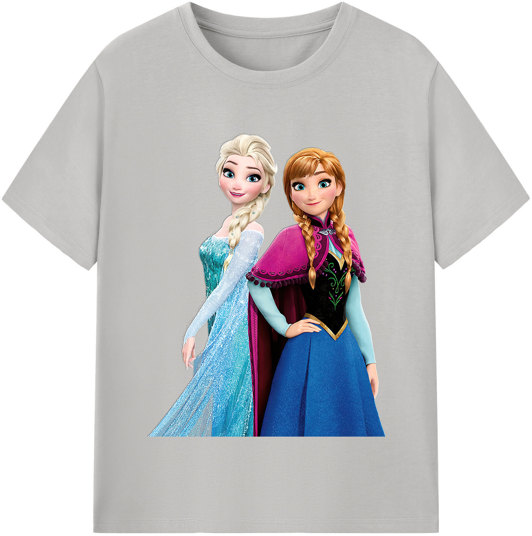 （画像用） アナと雪の女王 アンナ エルサ Frozen Anna Elsa レディースカジュアルプリントTシャツ（綿100％）