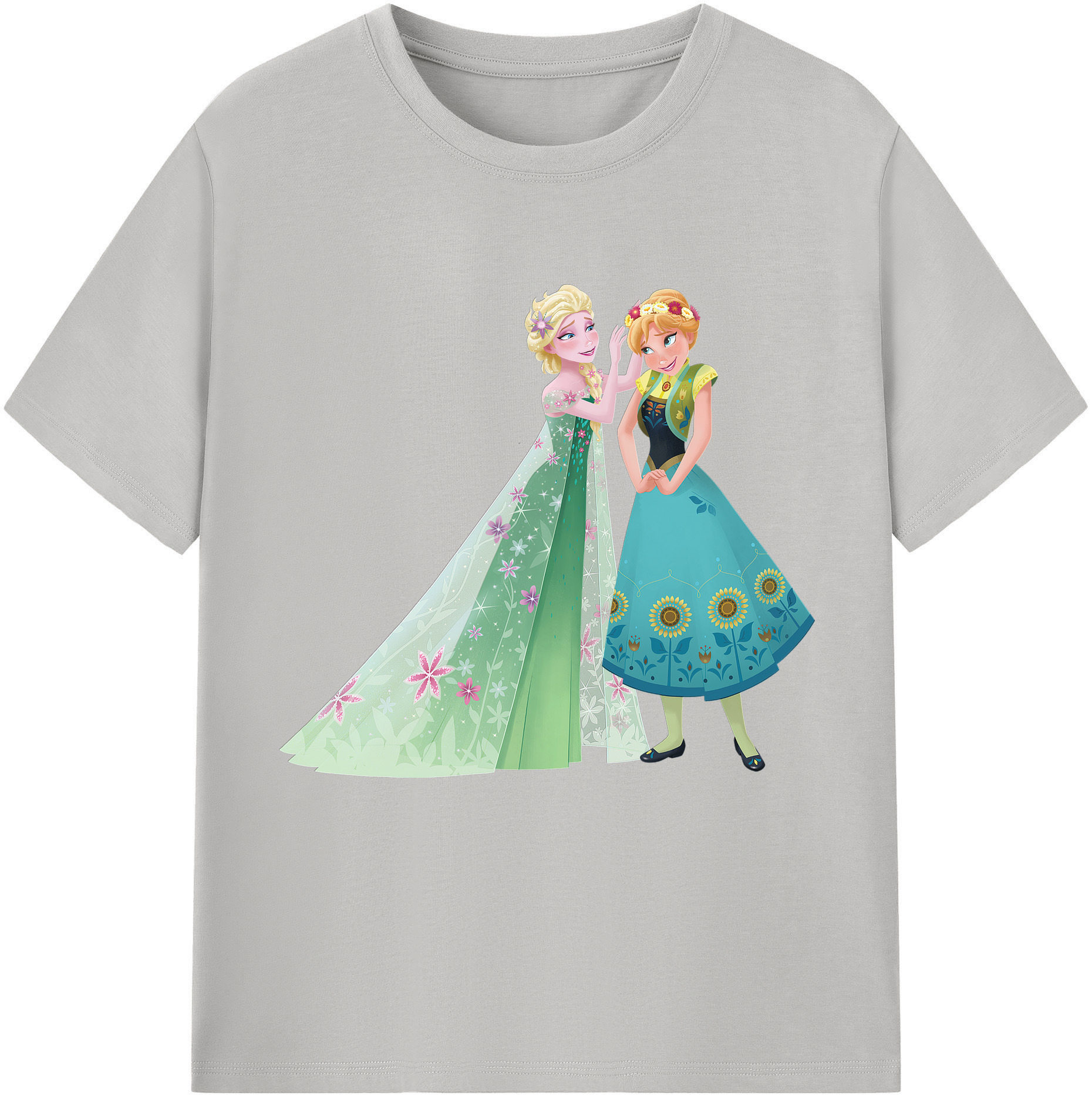 （画像用） アナと雪の女王 アンナ エルサ Frozen Anna Elsa レディースカジュアルプリントTシャツ（綿100％）