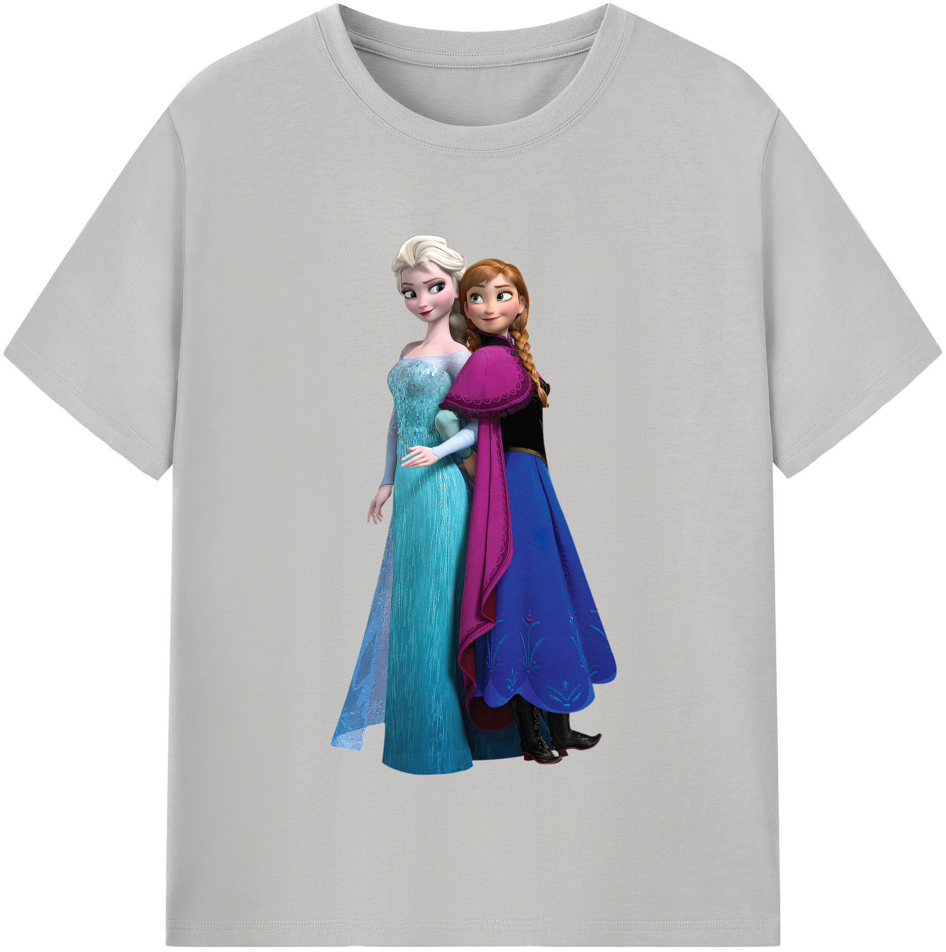 （画像用） アナと雪の女王 アンナ エルサ Frozen Anna Elsa レディースカジュアルプリントTシャツ（綿100％）