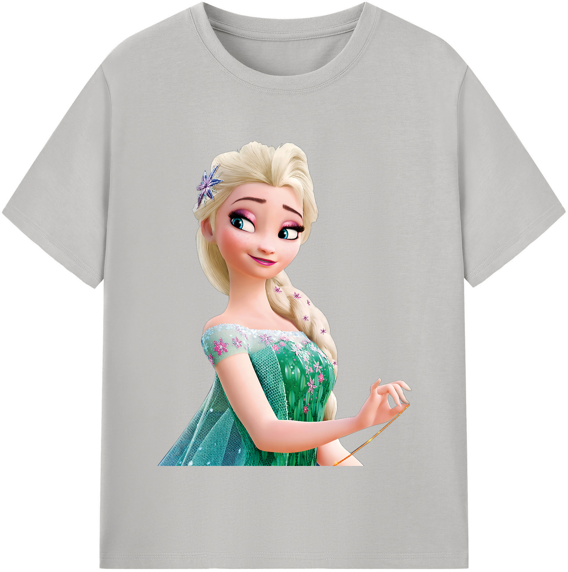 （画像用） アナと雪の女王 アンナ エルサ Frozen Anna Elsa レディースカジュアルプリントTシャツ（綿100％）