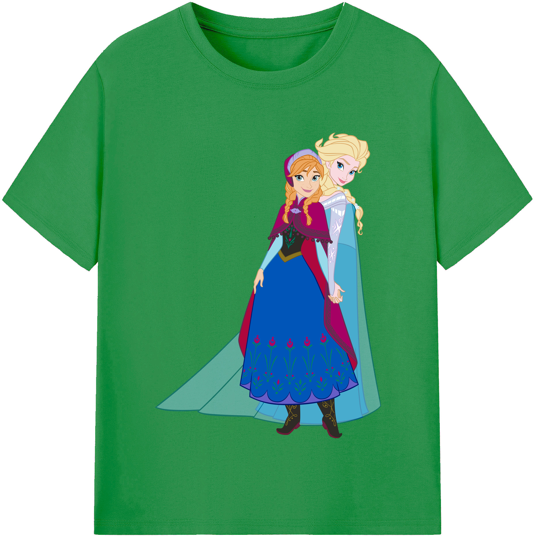 （画像用） アナと雪の女王 アンナ エルサ Frozen Anna Elsa レディースカジュアルプリントTシャツ（綿100％）