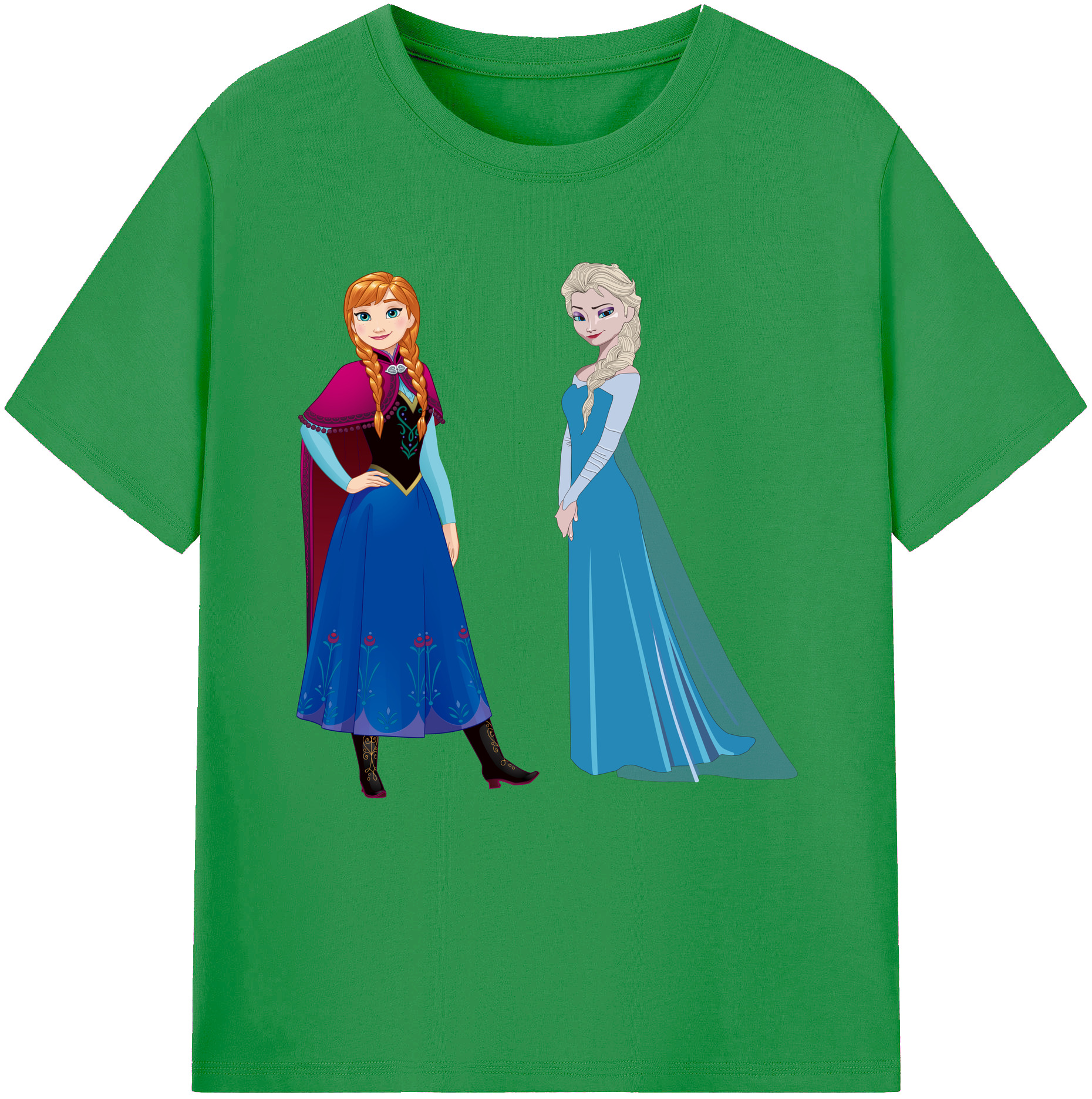（画像用） アナと雪の女王 アンナ エルサ Frozen Anna Elsa レディースカジュアルプリントTシャツ（綿100％）