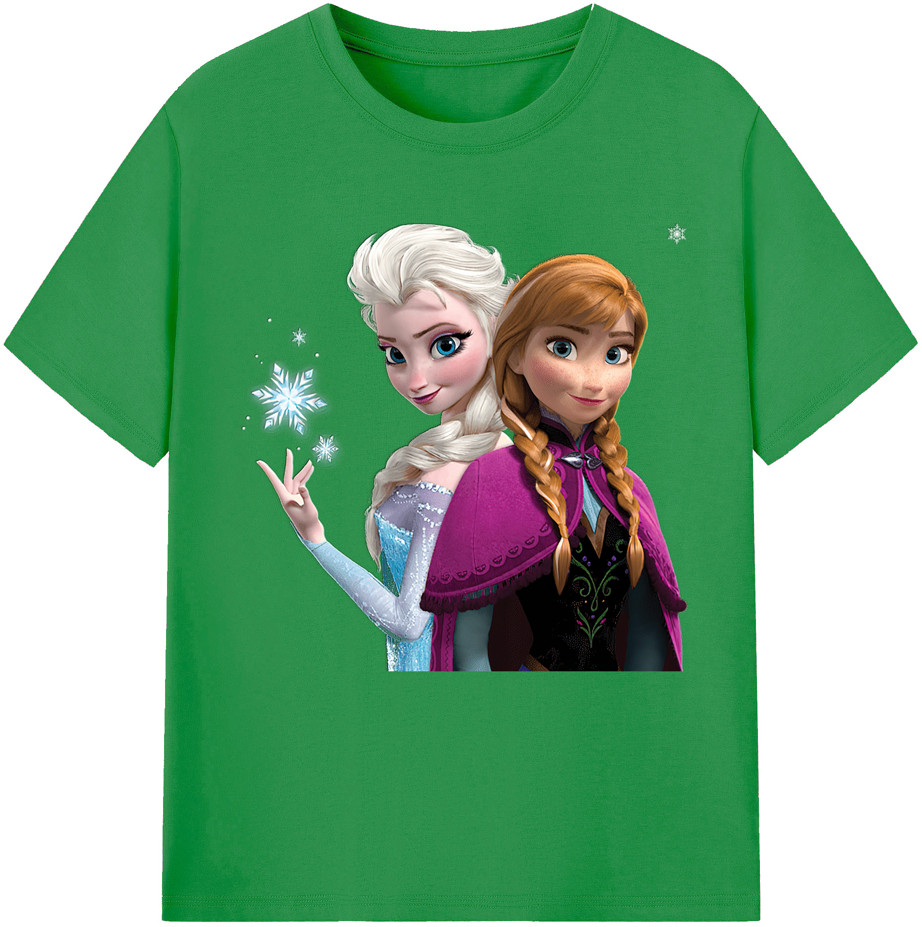 （画像用） アナと雪の女王 アンナ エルサ Frozen Anna Elsa レディースカジュアルプリントTシャツ（綿100％）