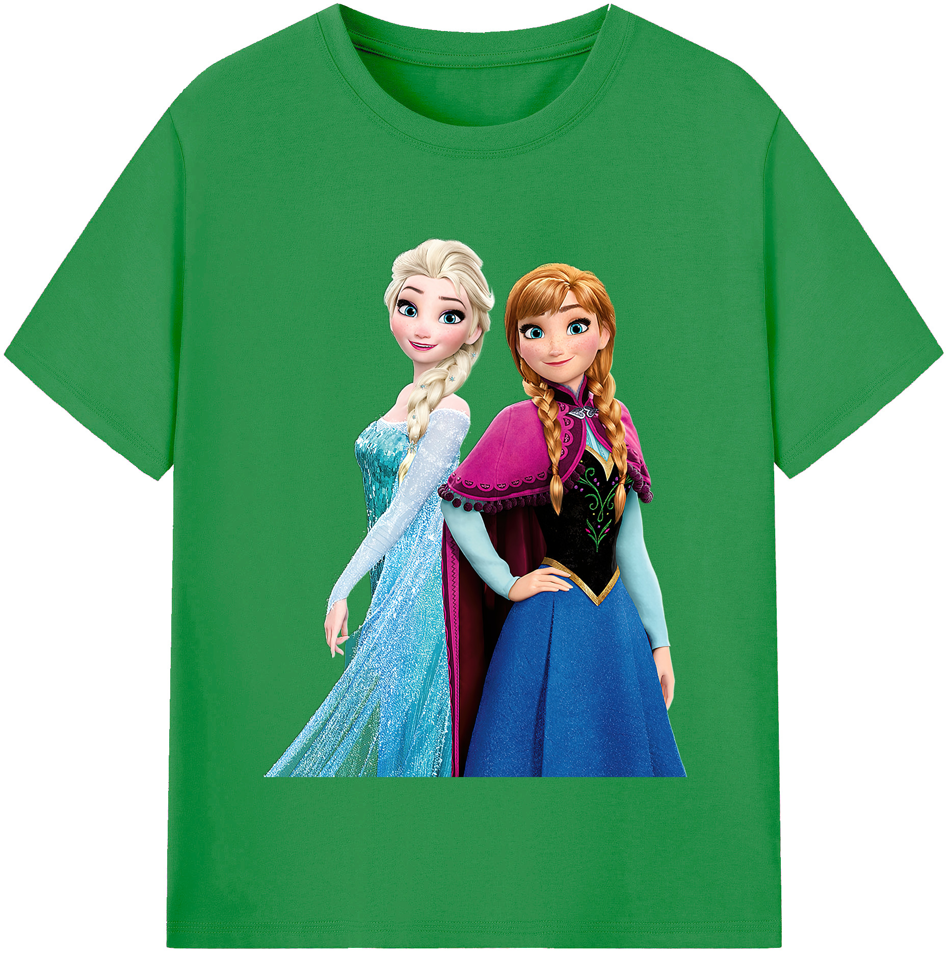 （画像用） アナと雪の女王 アンナ エルサ Frozen Anna Elsa レディースカジュアルプリントTシャツ（綿100％）