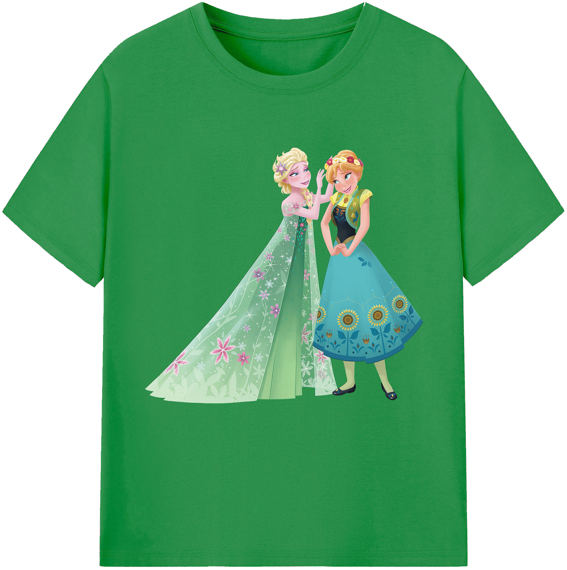 （画像用） アナと雪の女王 アンナ エルサ Frozen Anna Elsa レディースカジュアルプリントTシャツ（綿100％）