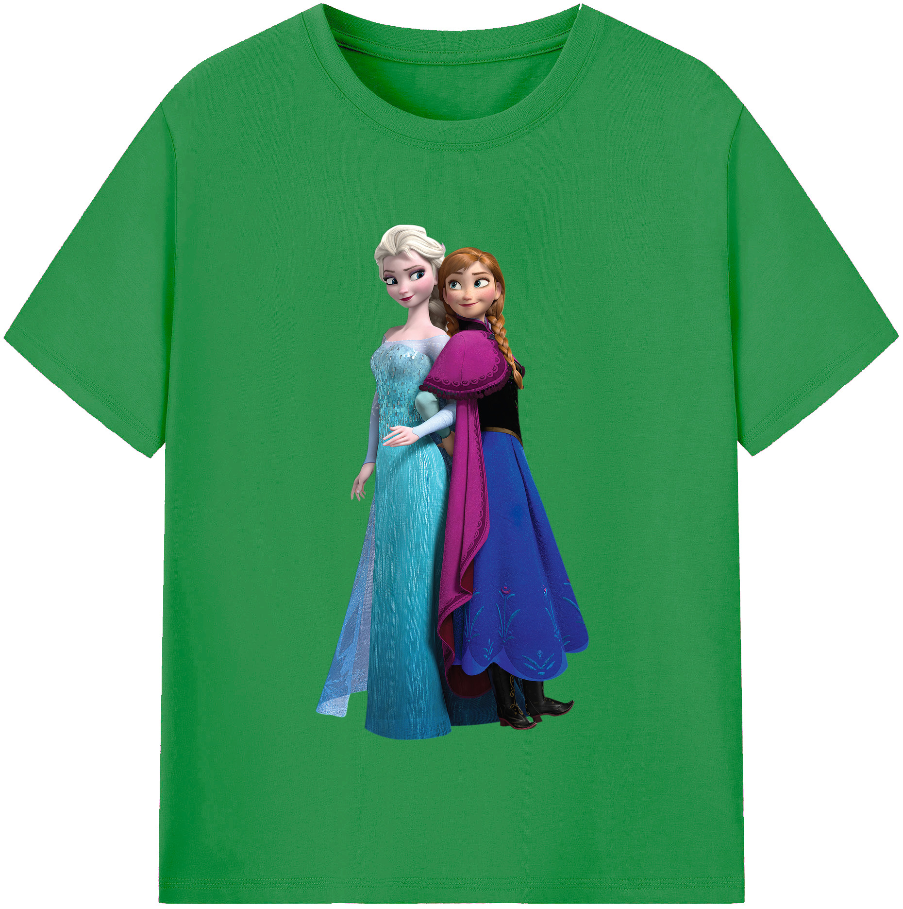（画像用） アナと雪の女王 アンナ エルサ Frozen Anna Elsa レディースカジュアルプリントTシャツ（綿100％）
