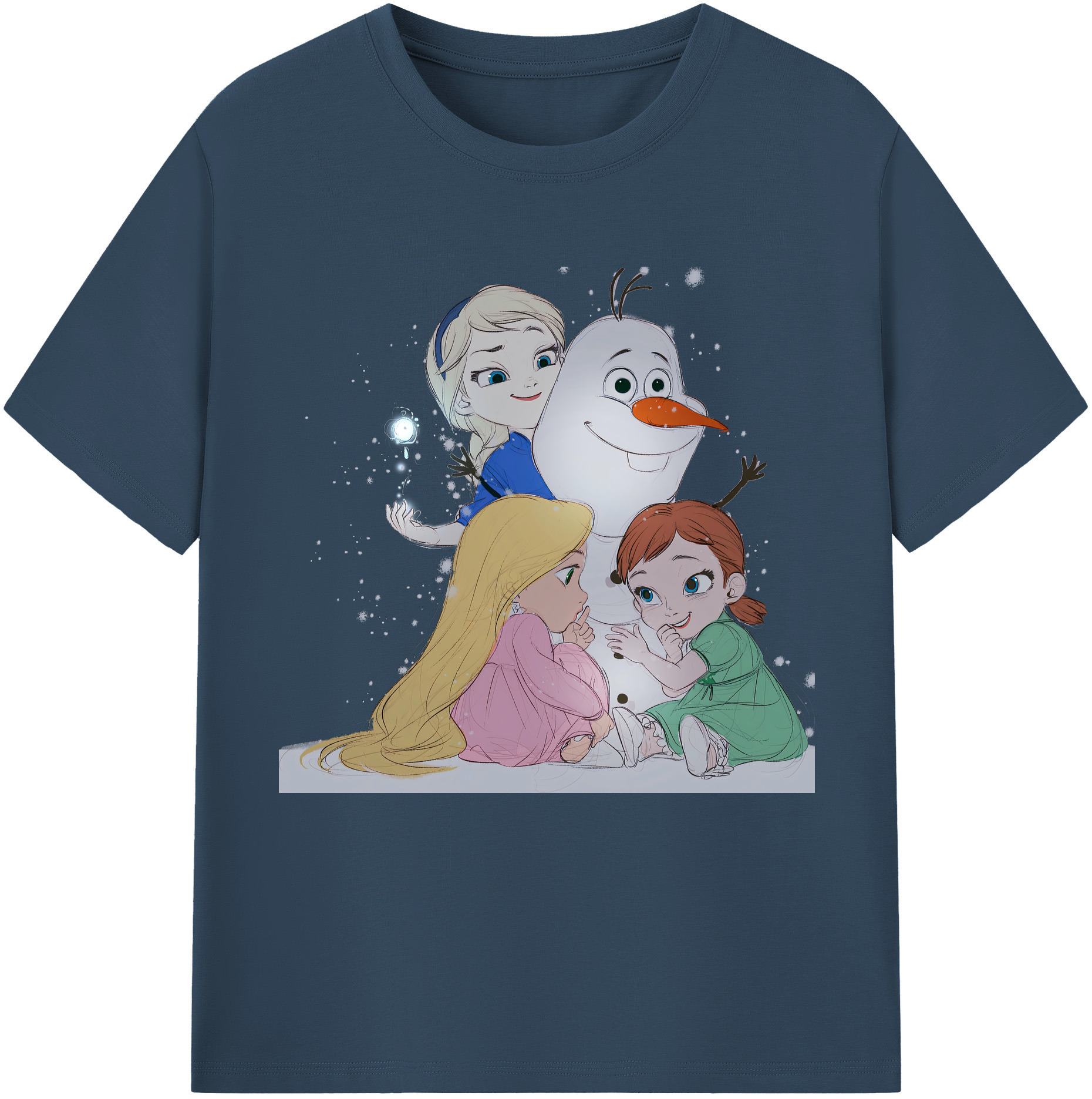 （画像用） アナと雪の女王 アンナ エルサ Frozen Anna Elsa レディースカジュアルプリントTシャツ（綿100％）