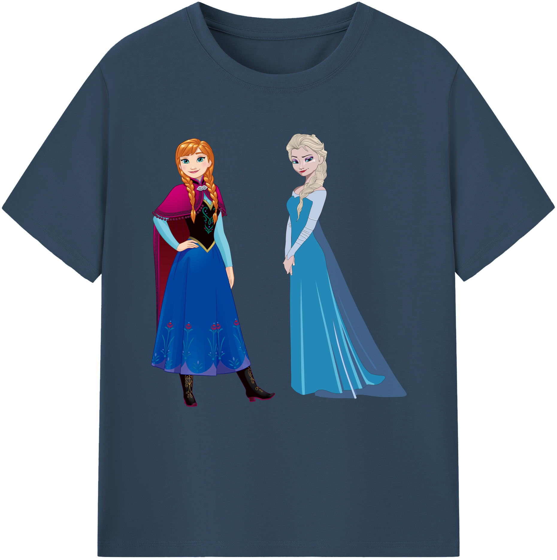 （画像用） アナと雪の女王 アンナ エルサ Frozen Anna Elsa レディースカジュアルプリントTシャツ（綿100％）