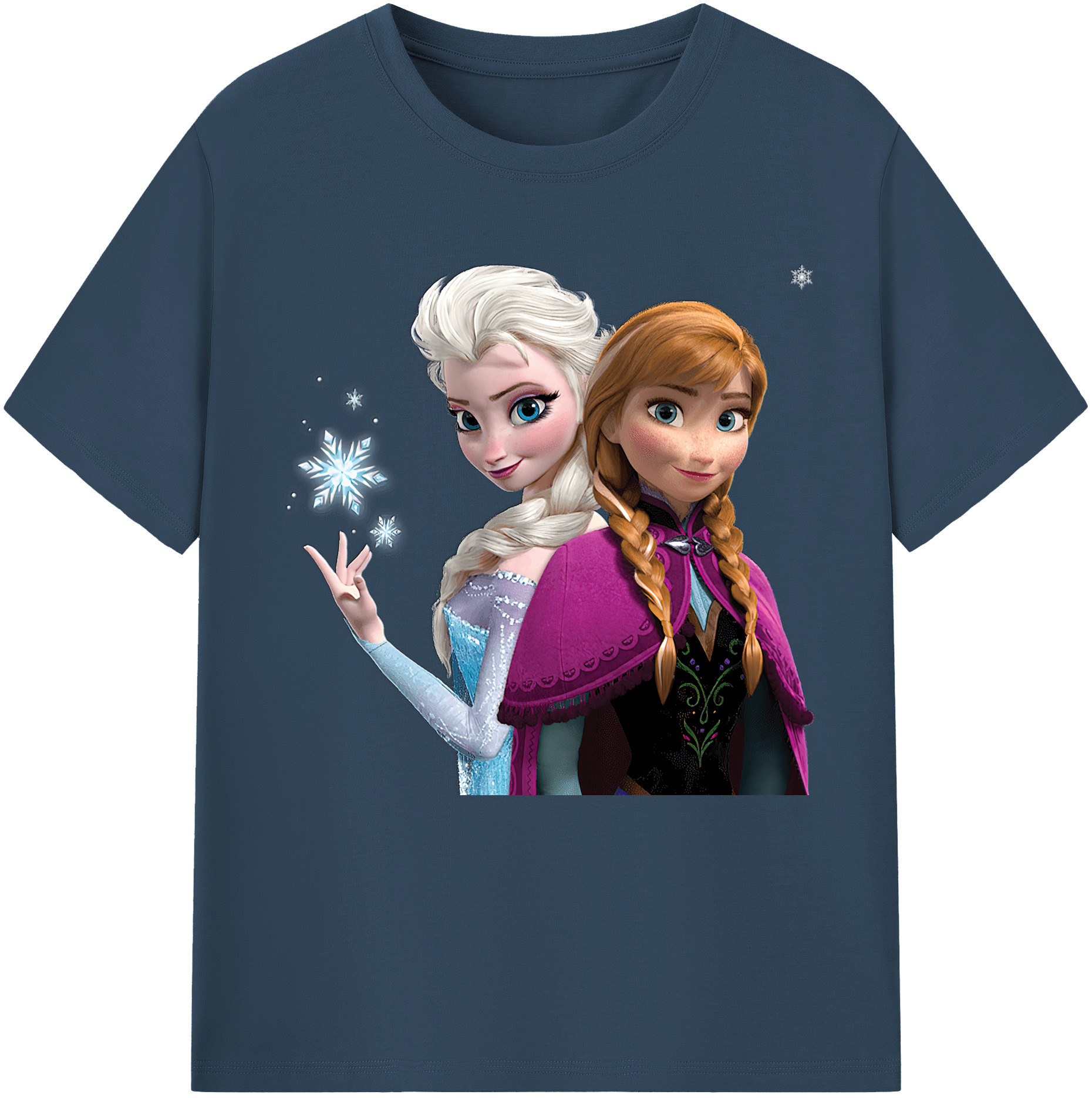 （画像用） アナと雪の女王 アンナ エルサ Frozen Anna Elsa レディースカジュアルプリントTシャツ（綿100％）