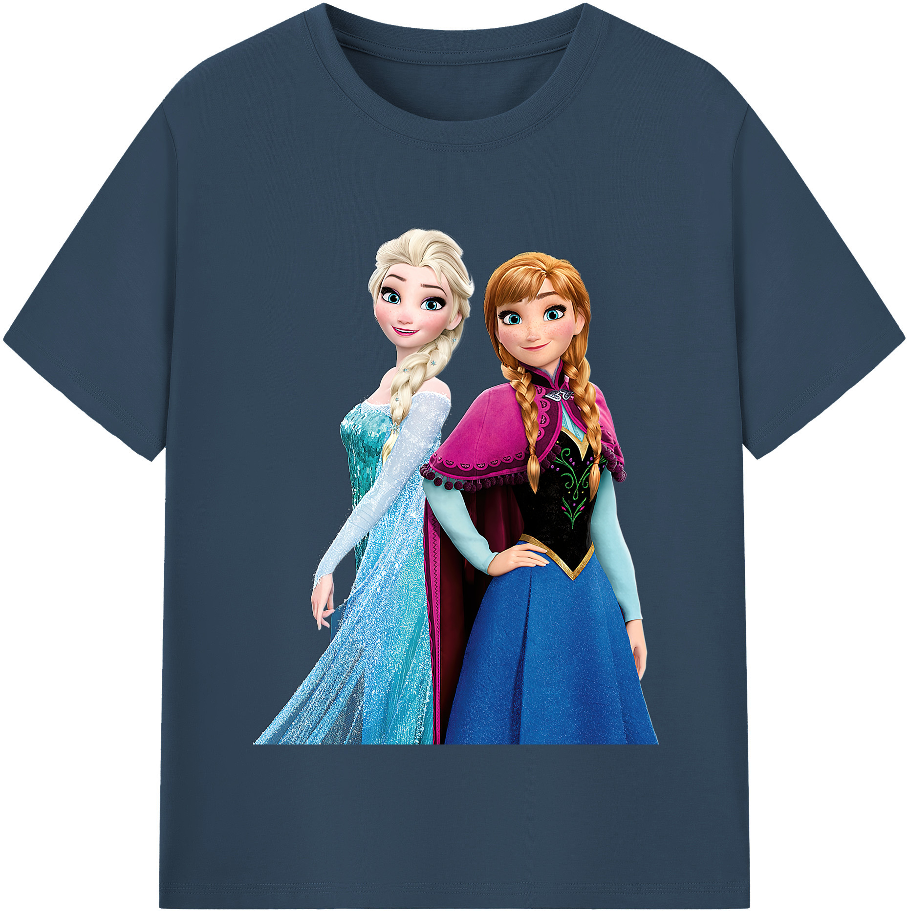（画像用） アナと雪の女王 アンナ エルサ Frozen Anna Elsa レディースカジュアルプリントTシャツ（綿100％）