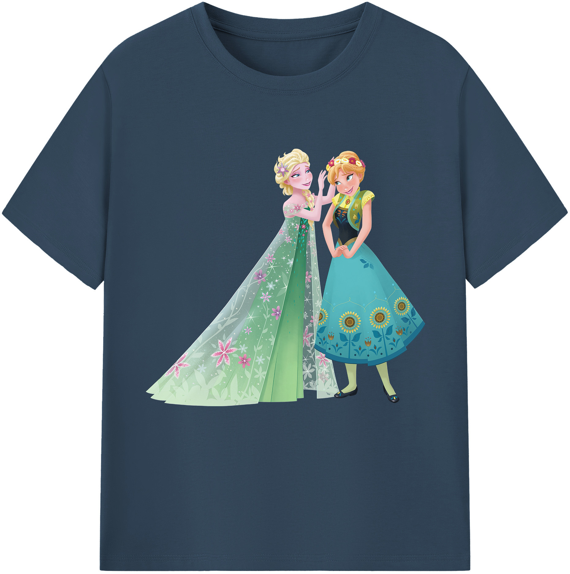 （画像用） アナと雪の女王 アンナ エルサ Frozen Anna Elsa レディースカジュアルプリントTシャツ（綿100％）
