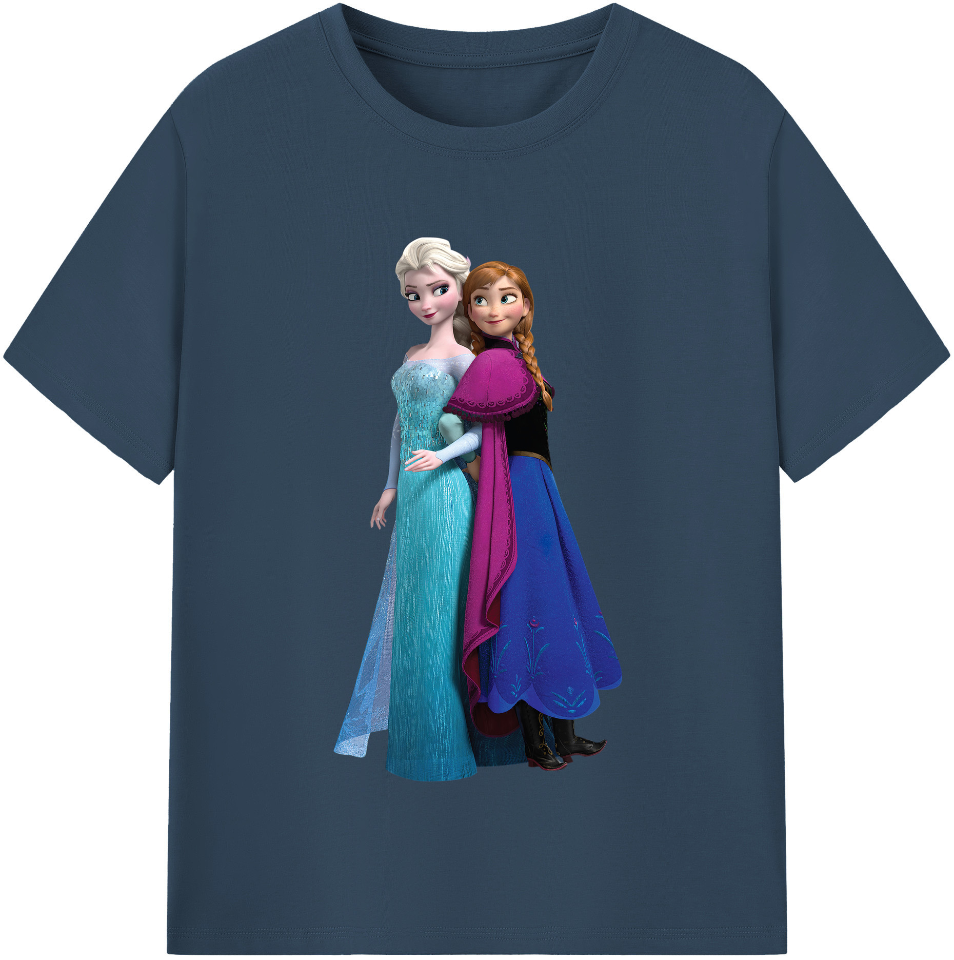 （画像用） アナと雪の女王 アンナ エルサ Frozen Anna Elsa レディースカジュアルプリントTシャツ（綿100％）