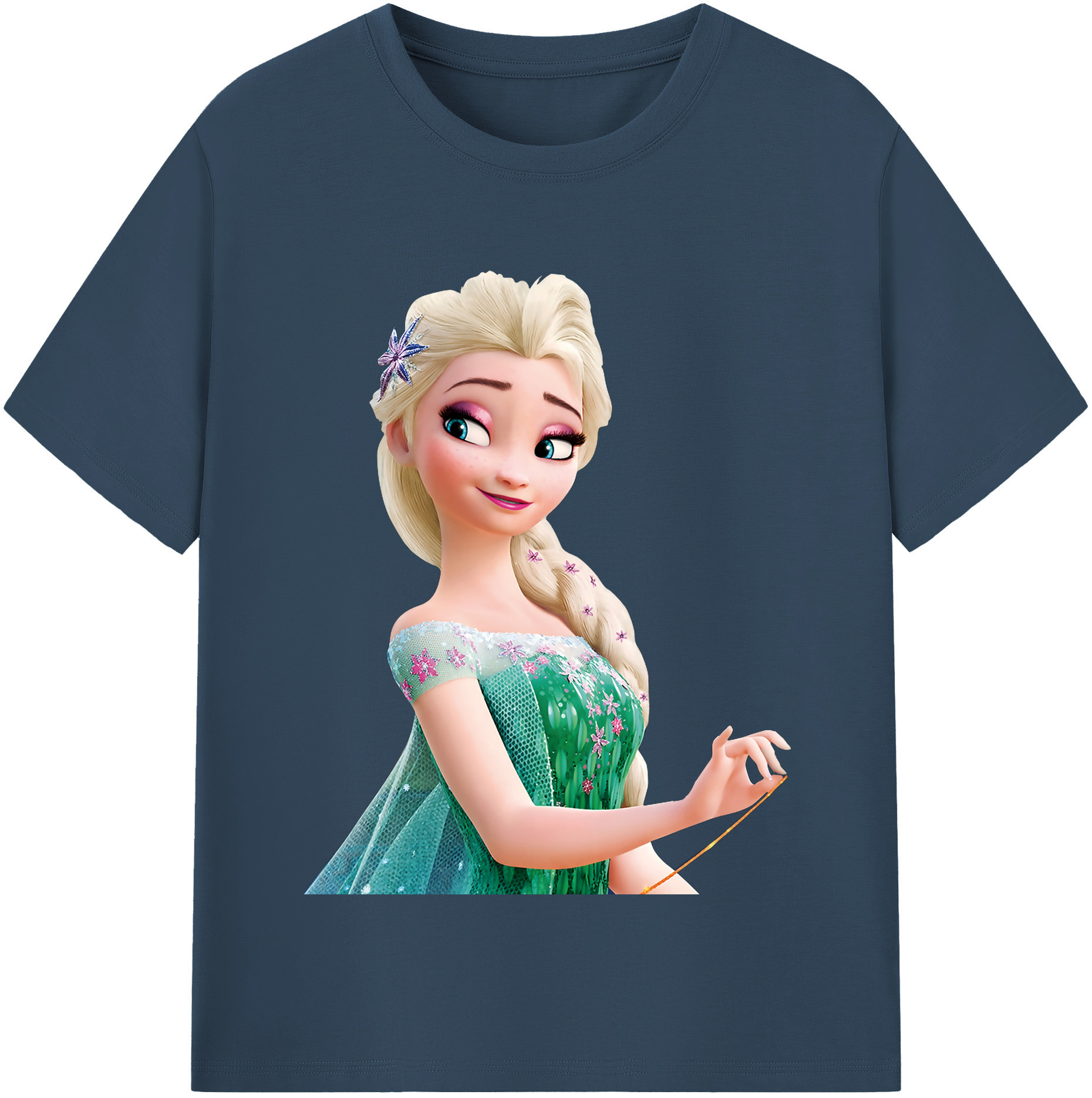 （画像用） アナと雪の女王 アンナ エルサ Frozen Anna Elsa レディースカジュアルプリントTシャツ（綿100％）
