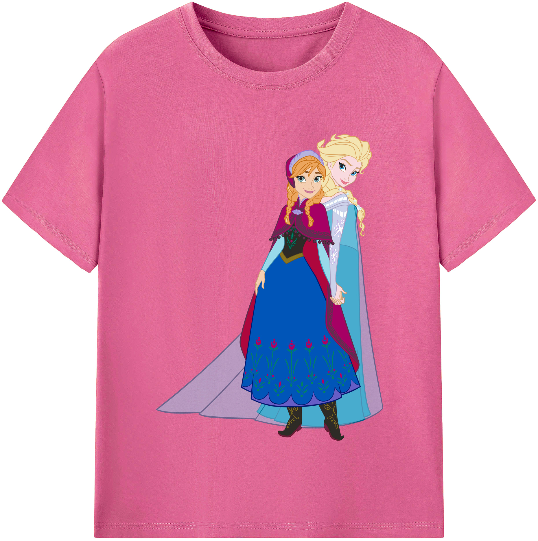 （画像用） アナと雪の女王 アンナ エルサ Frozen Anna Elsa レディースカジュアルプリントTシャツ（綿100％）