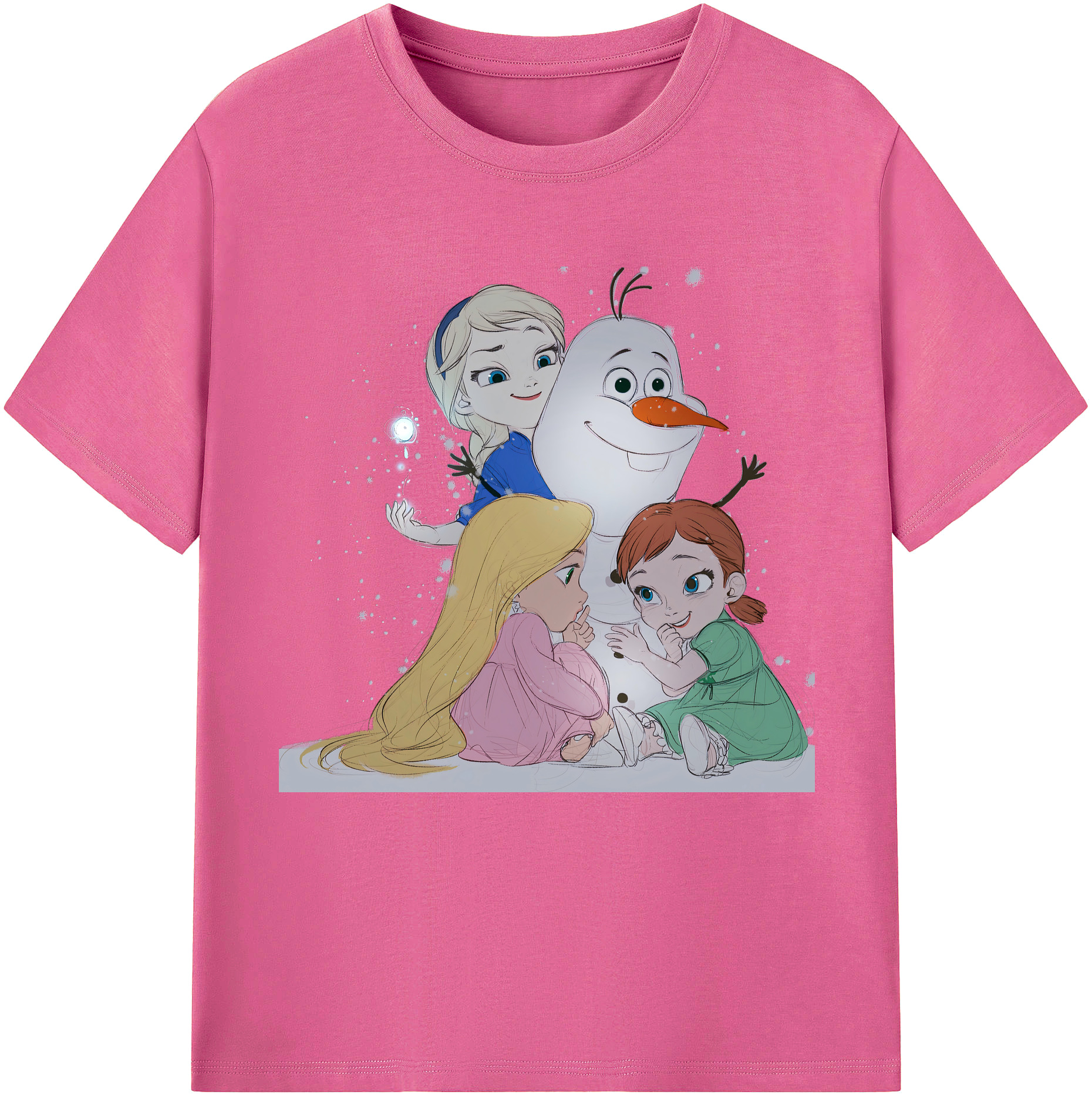 （画像用） アナと雪の女王 アンナ エルサ Frozen Anna Elsa レディースカジュアルプリントTシャツ（綿100％）