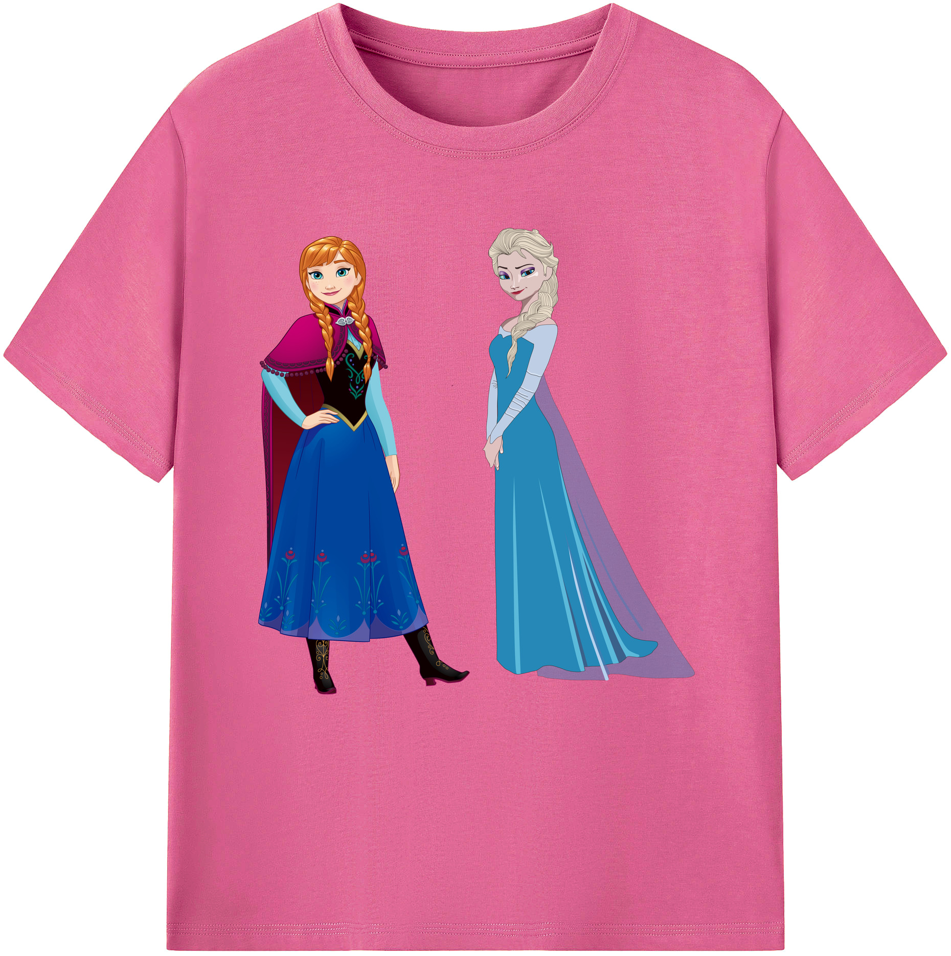 （画像用） アナと雪の女王 アンナ エルサ Frozen Anna Elsa レディースカジュアルプリントTシャツ（綿100％）