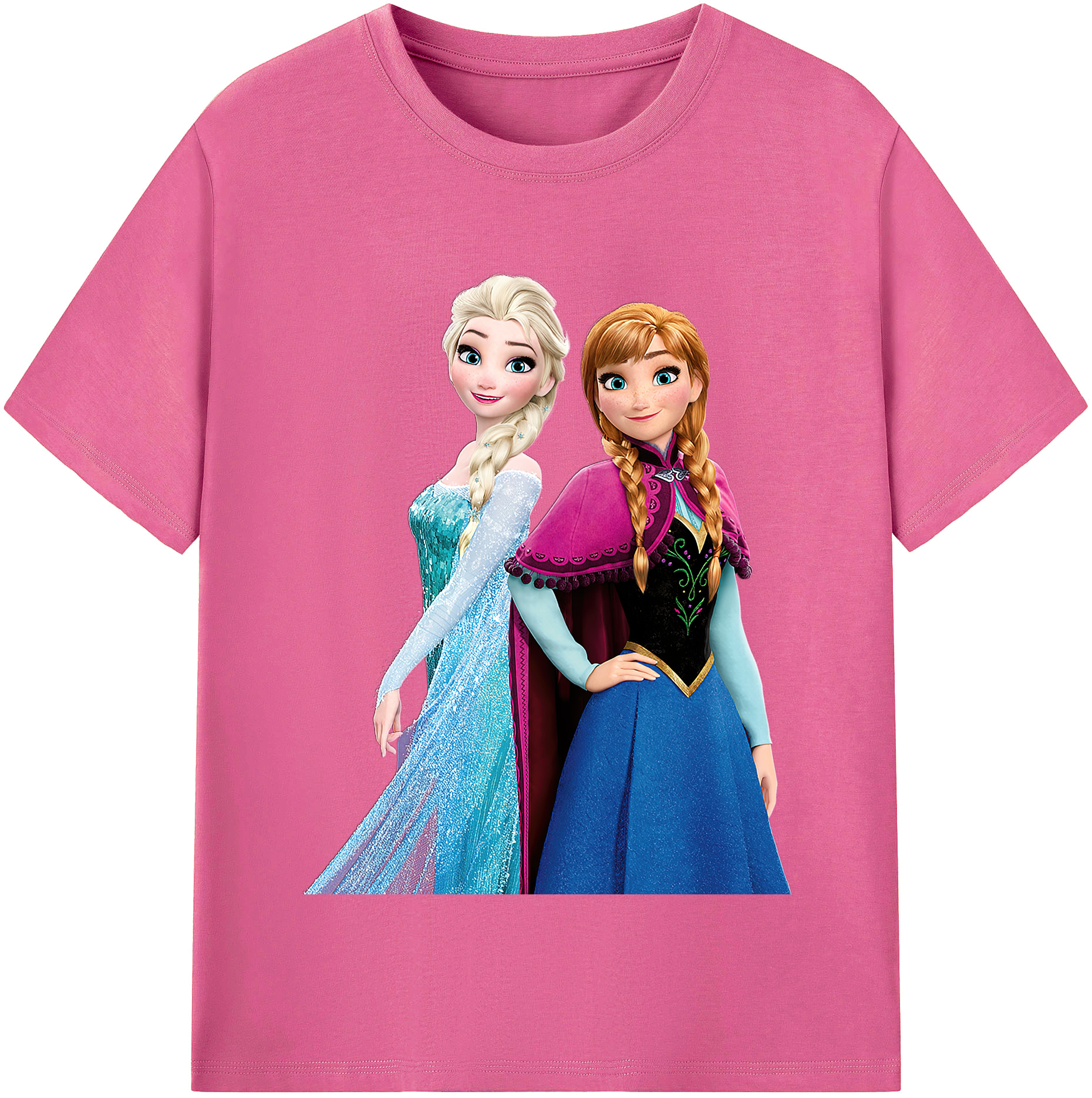 （画像用） アナと雪の女王 アンナ エルサ Frozen Anna Elsa レディースカジュアルプリントTシャツ（綿100％）