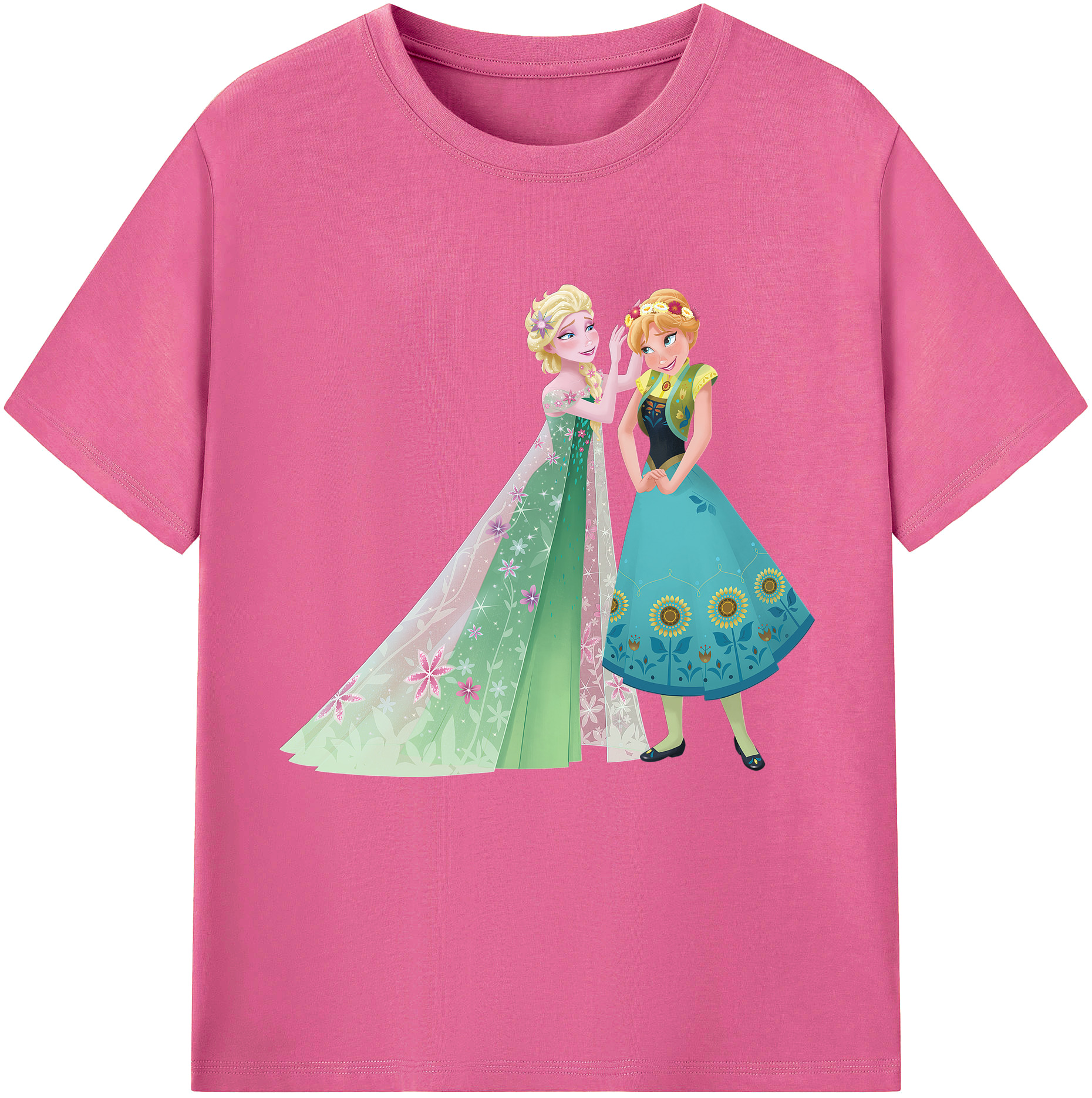 （画像用） アナと雪の女王 アンナ エルサ Frozen Anna Elsa レディースカジュアルプリントTシャツ（綿100％）