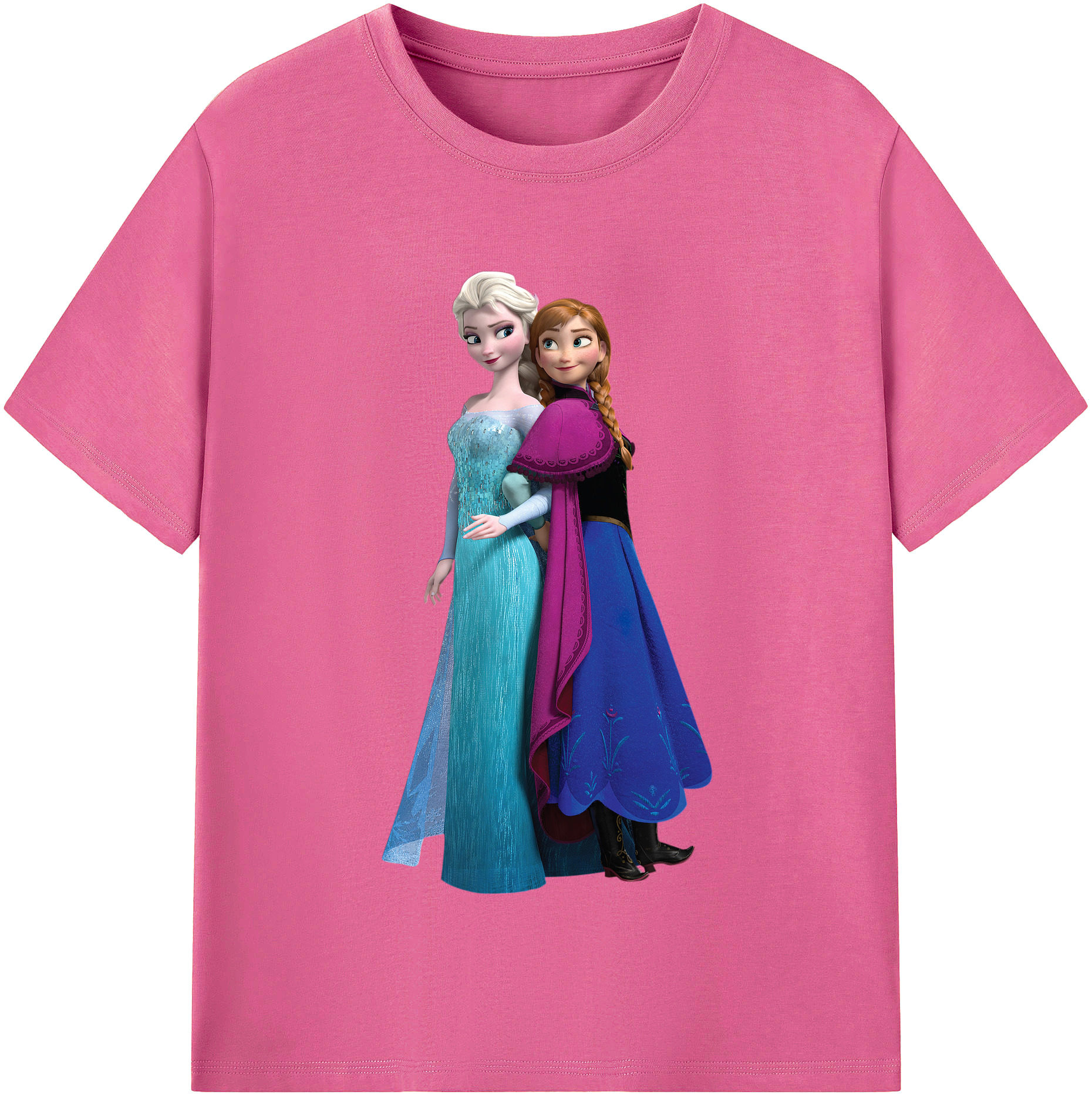 （画像用） アナと雪の女王 アンナ エルサ Frozen Anna Elsa レディースカジュアルプリントTシャツ（綿100％）