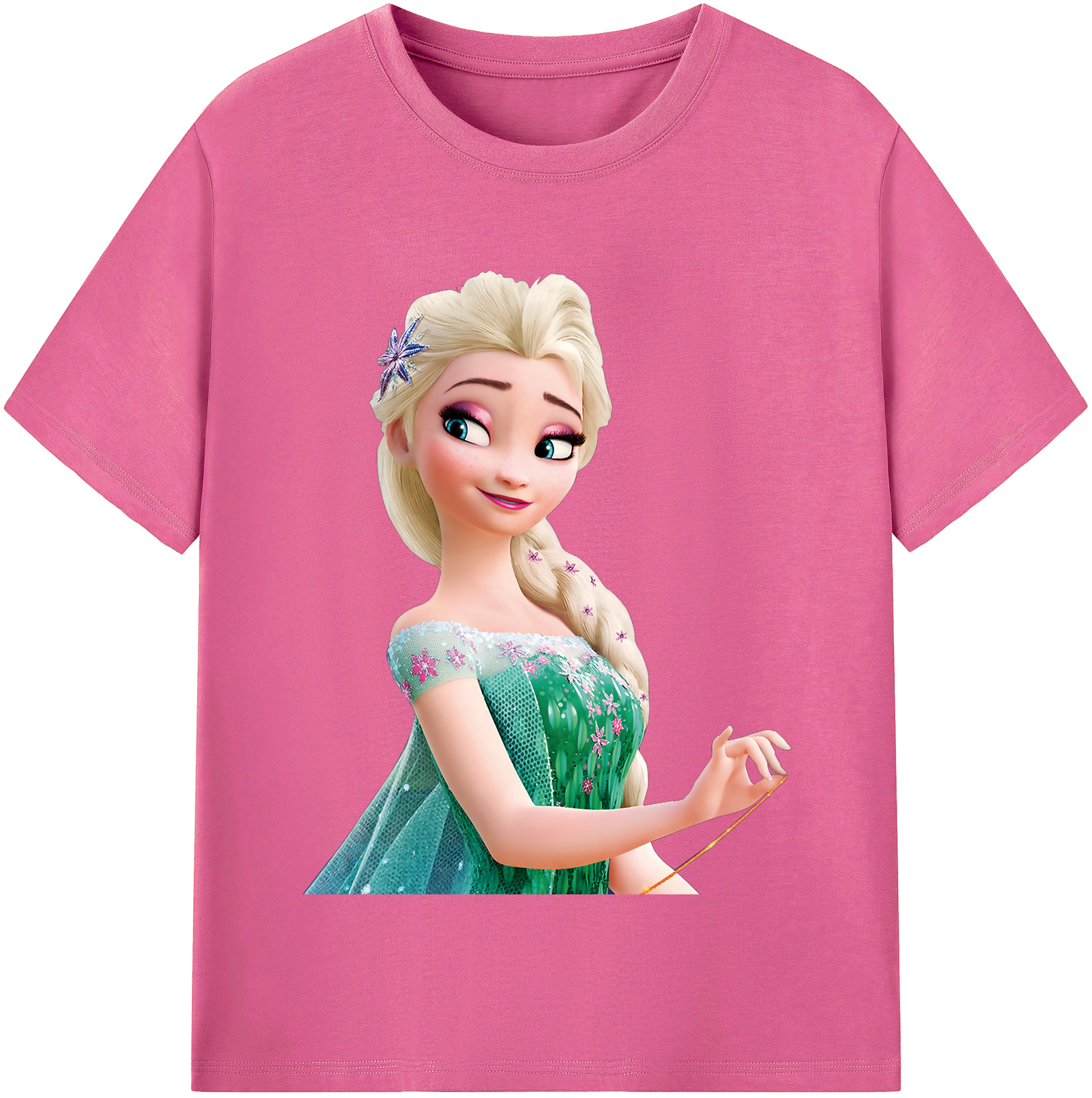 （画像用） アナと雪の女王 アンナ エルサ Frozen Anna Elsa レディースカジュアルプリントTシャツ（綿100％）