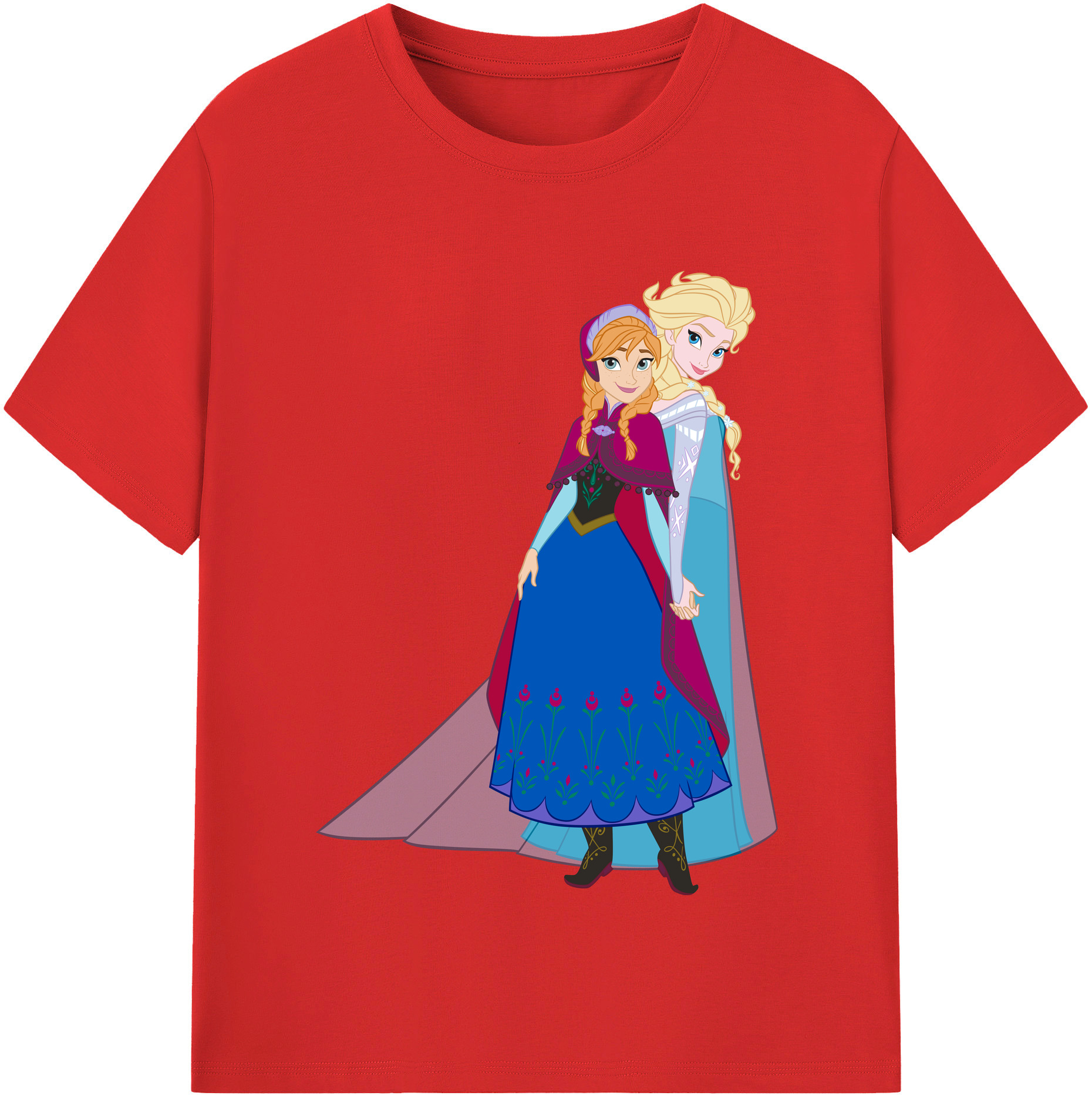 （画像用） アナと雪の女王 アンナ エルサ Frozen Anna Elsa レディースカジュアルプリントTシャツ（綿100％）