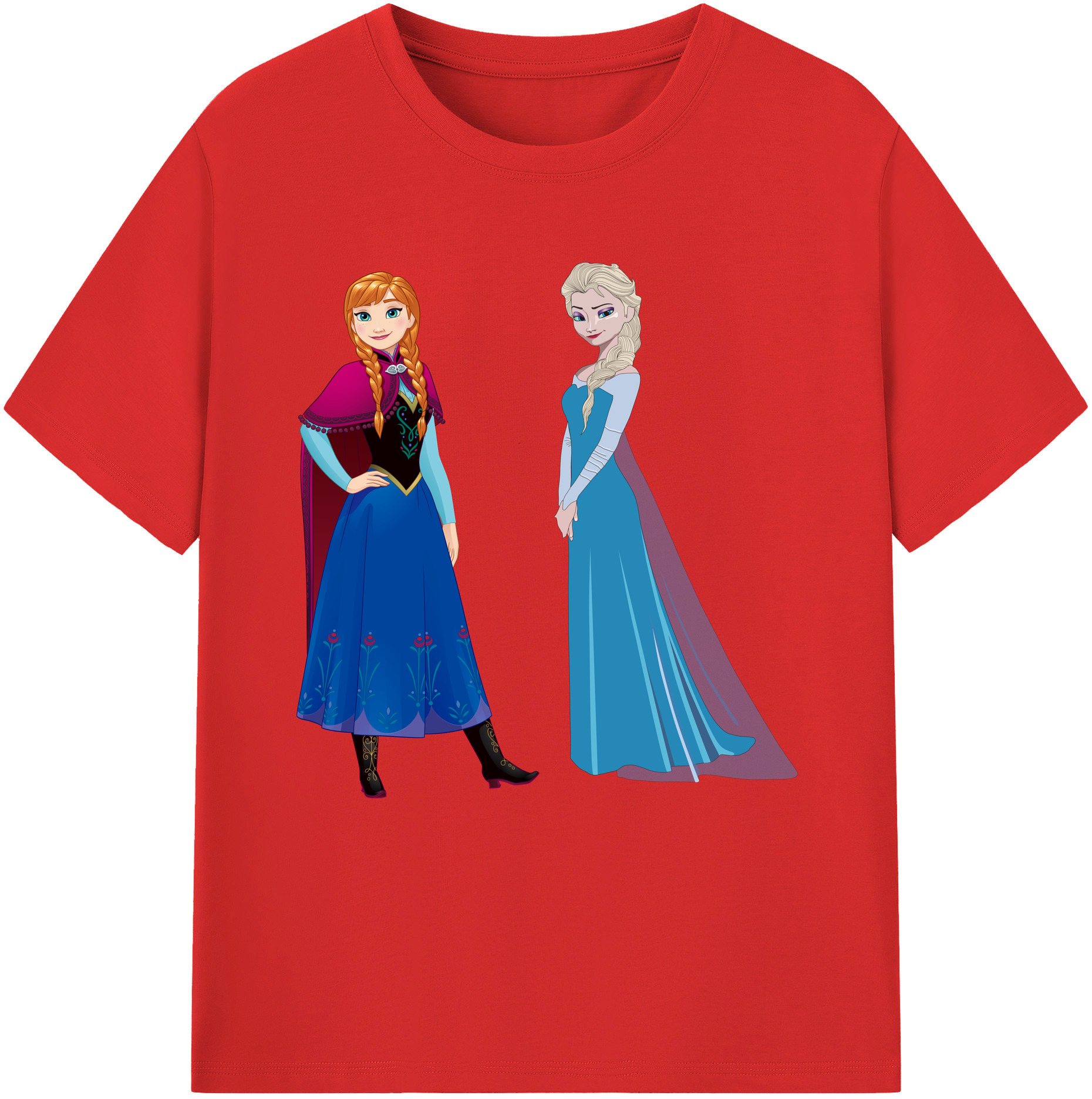 （画像用） アナと雪の女王 アンナ エルサ Frozen Anna Elsa レディースカジュアルプリントTシャツ（綿100％）
