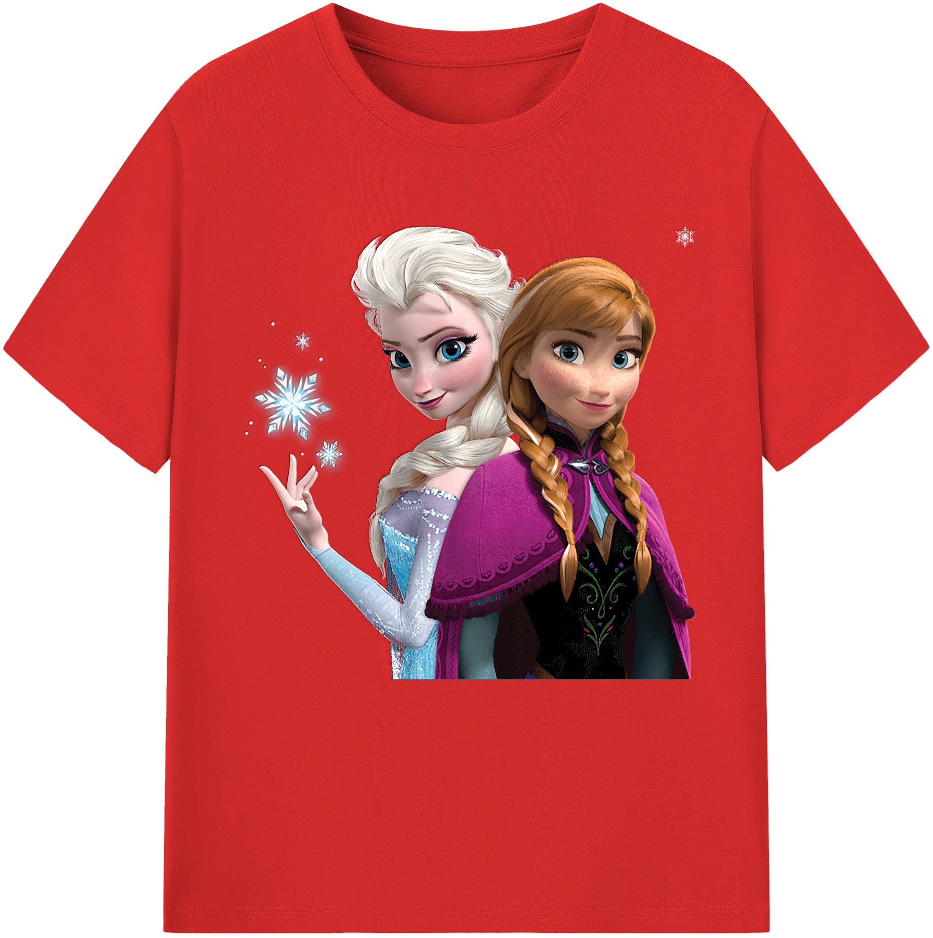 （画像用） アナと雪の女王 アンナ エルサ Frozen Anna Elsa レディースカジュアルプリントTシャツ（綿100％）