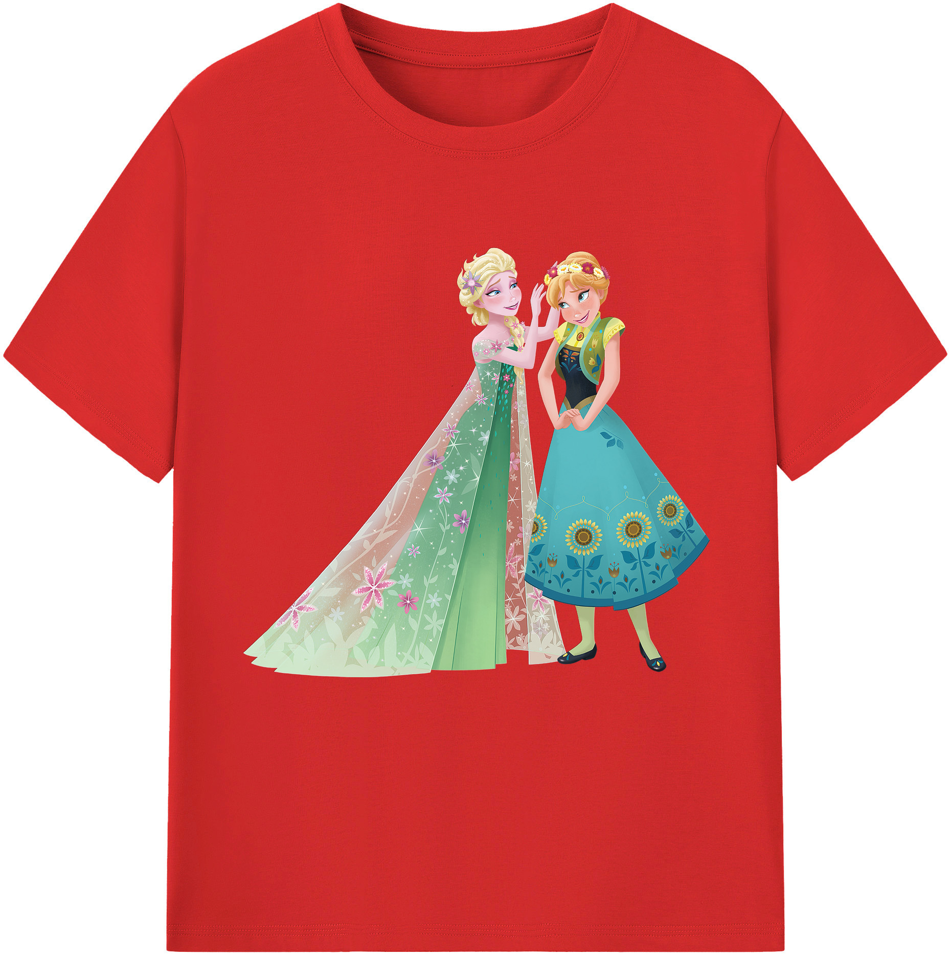（画像用） アナと雪の女王 アンナ エルサ Frozen Anna Elsa レディースカジュアルプリントTシャツ（綿100％）