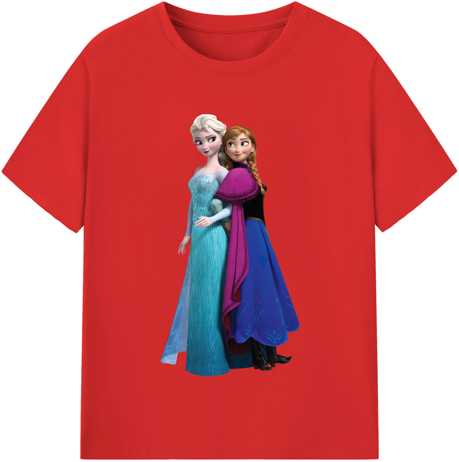 （画像用） アナと雪の女王 アンナ エルサ Frozen Anna Elsa レディースカジュアルプリントTシャツ（綿100％）