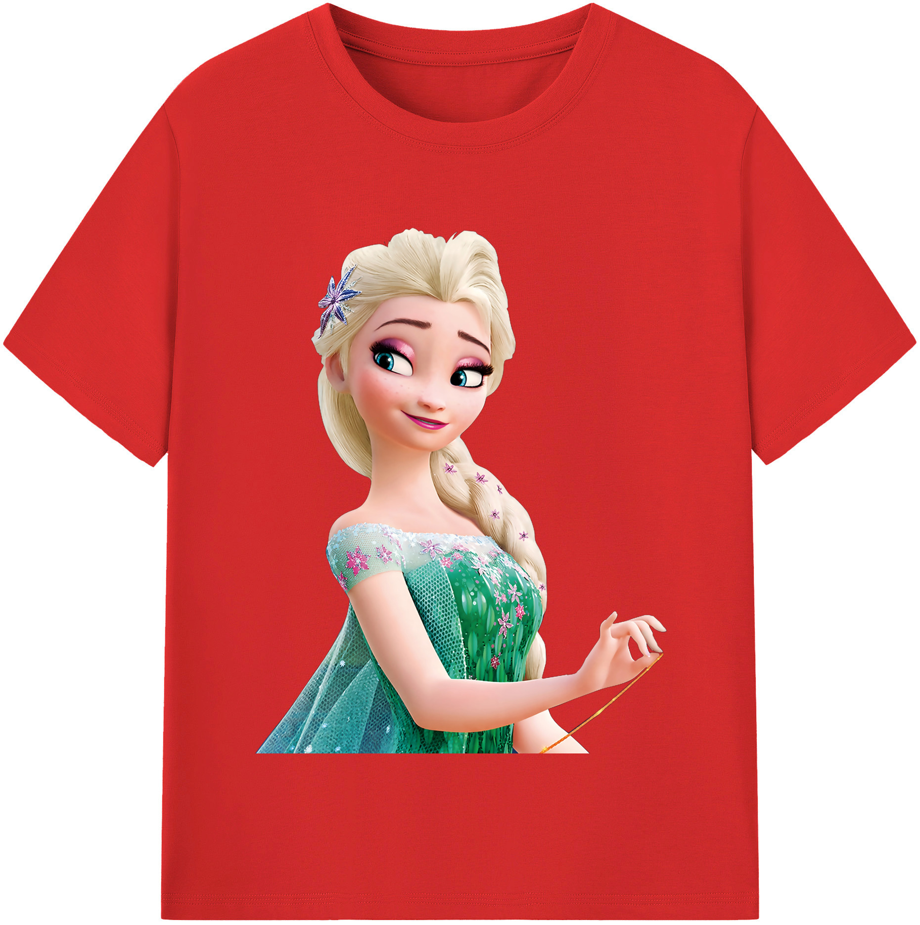 （画像用） アナと雪の女王 アンナ エルサ Frozen Anna Elsa レディースカジュアルプリントTシャツ（綿100％）