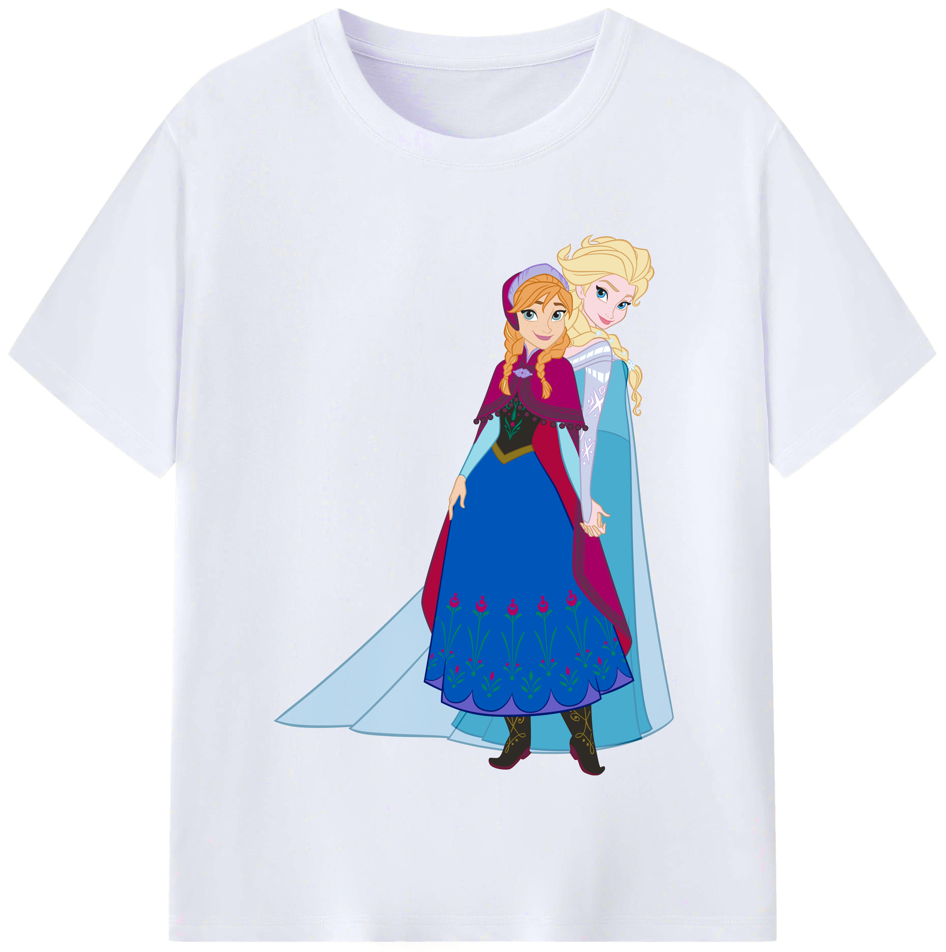 （画像用） アナと雪の女王 アンナ エルサ Frozen Anna Elsa レディースカジュアルプリントTシャツ（綿100％）