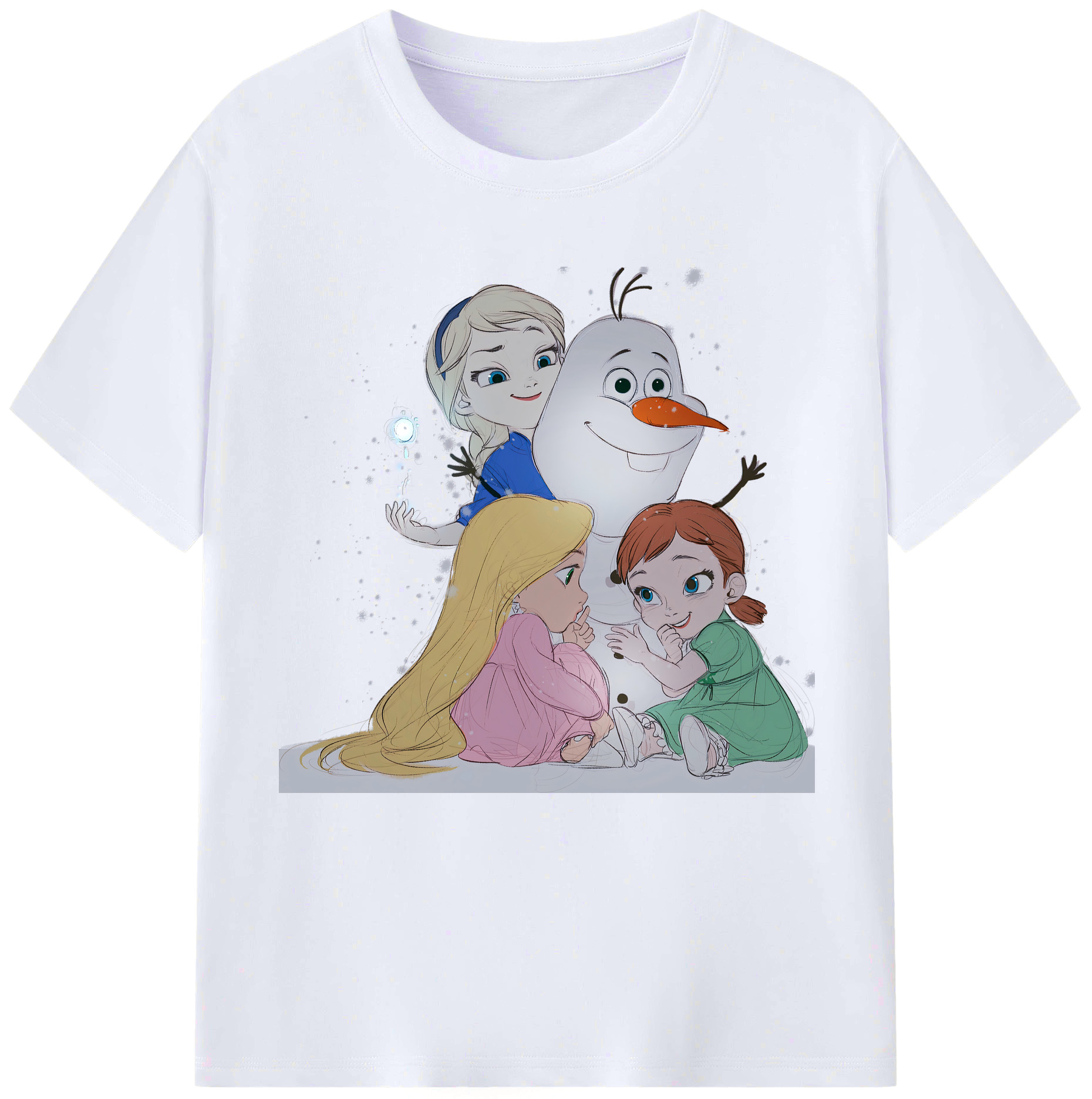 （画像用） アナと雪の女王 アンナ エルサ Frozen Anna Elsa レディースカジュアルプリントTシャツ（綿100％）