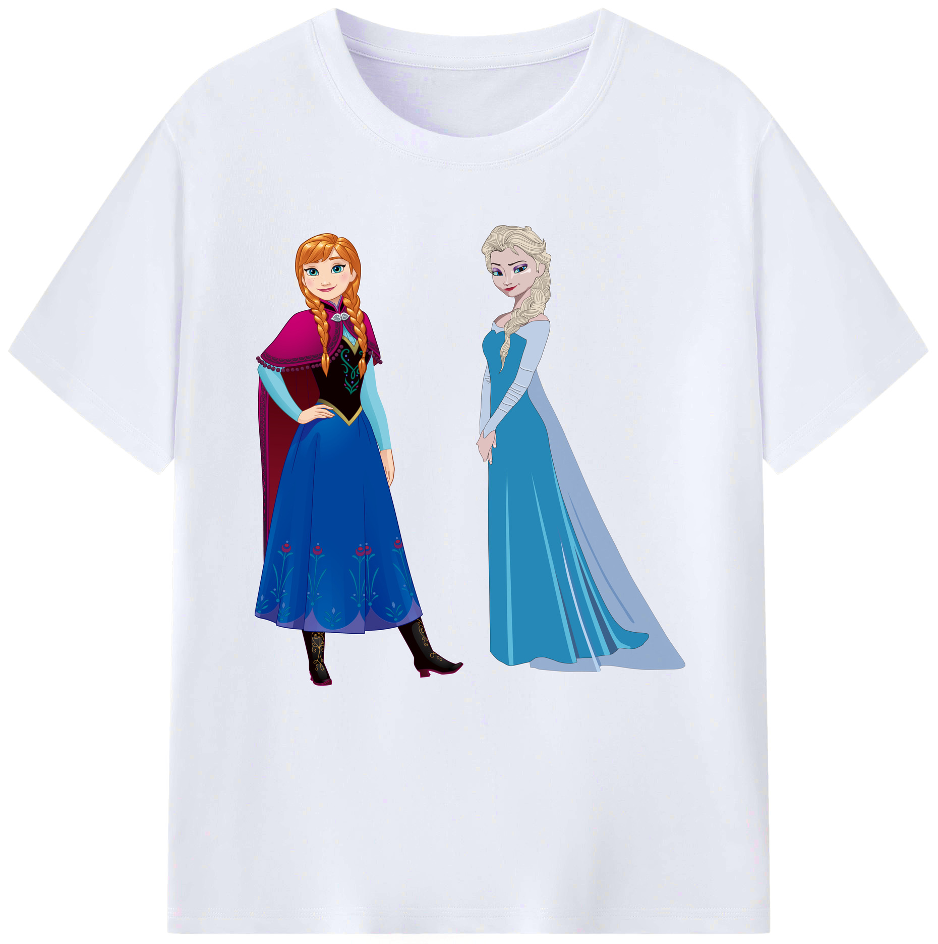 （画像用） アナと雪の女王 アンナ エルサ Frozen Anna Elsa レディースカジュアルプリントTシャツ（綿100％）