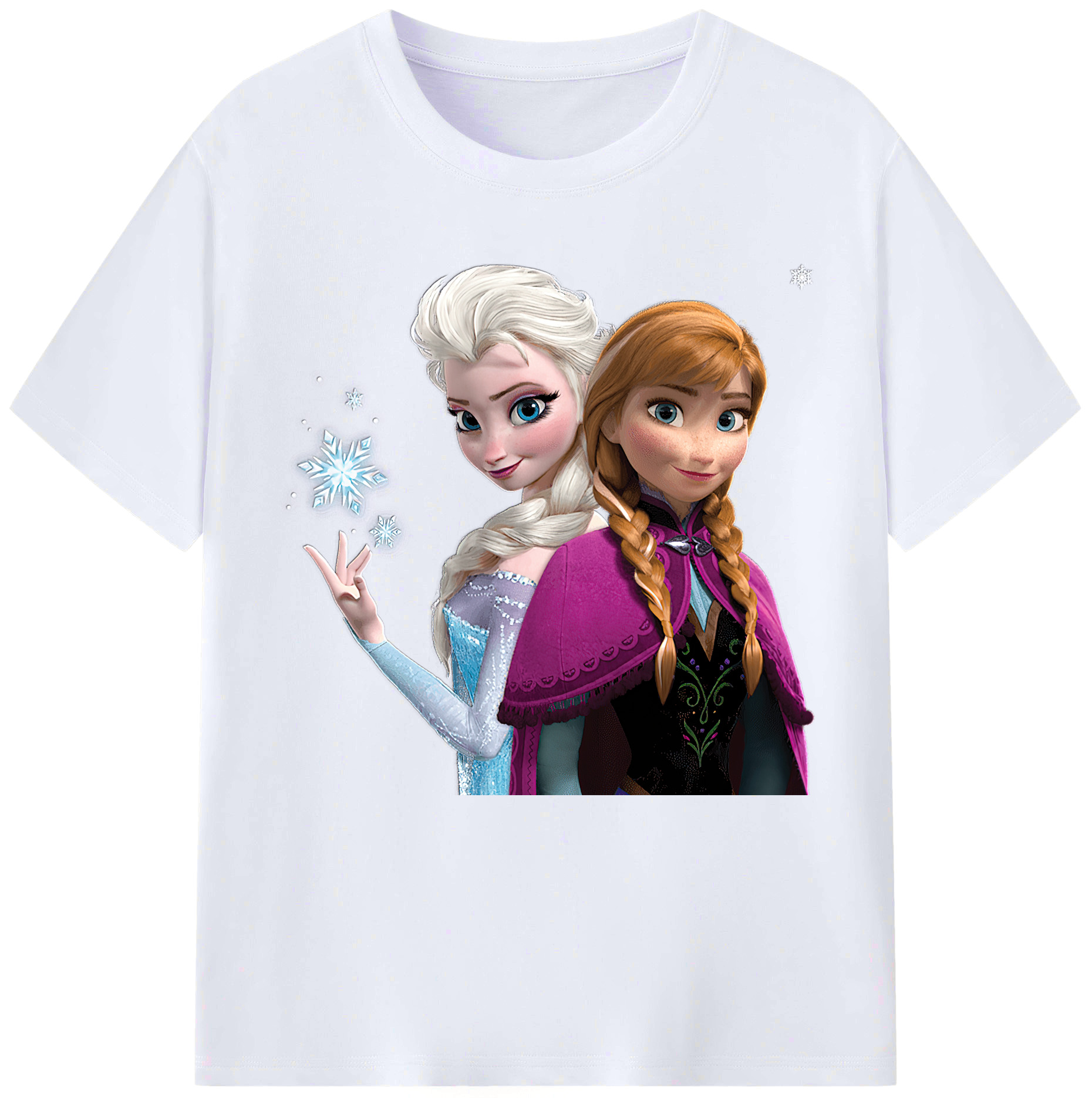 （画像用） アナと雪の女王 アンナ エルサ Frozen Anna Elsa レディースカジュアルプリントTシャツ（綿100％）