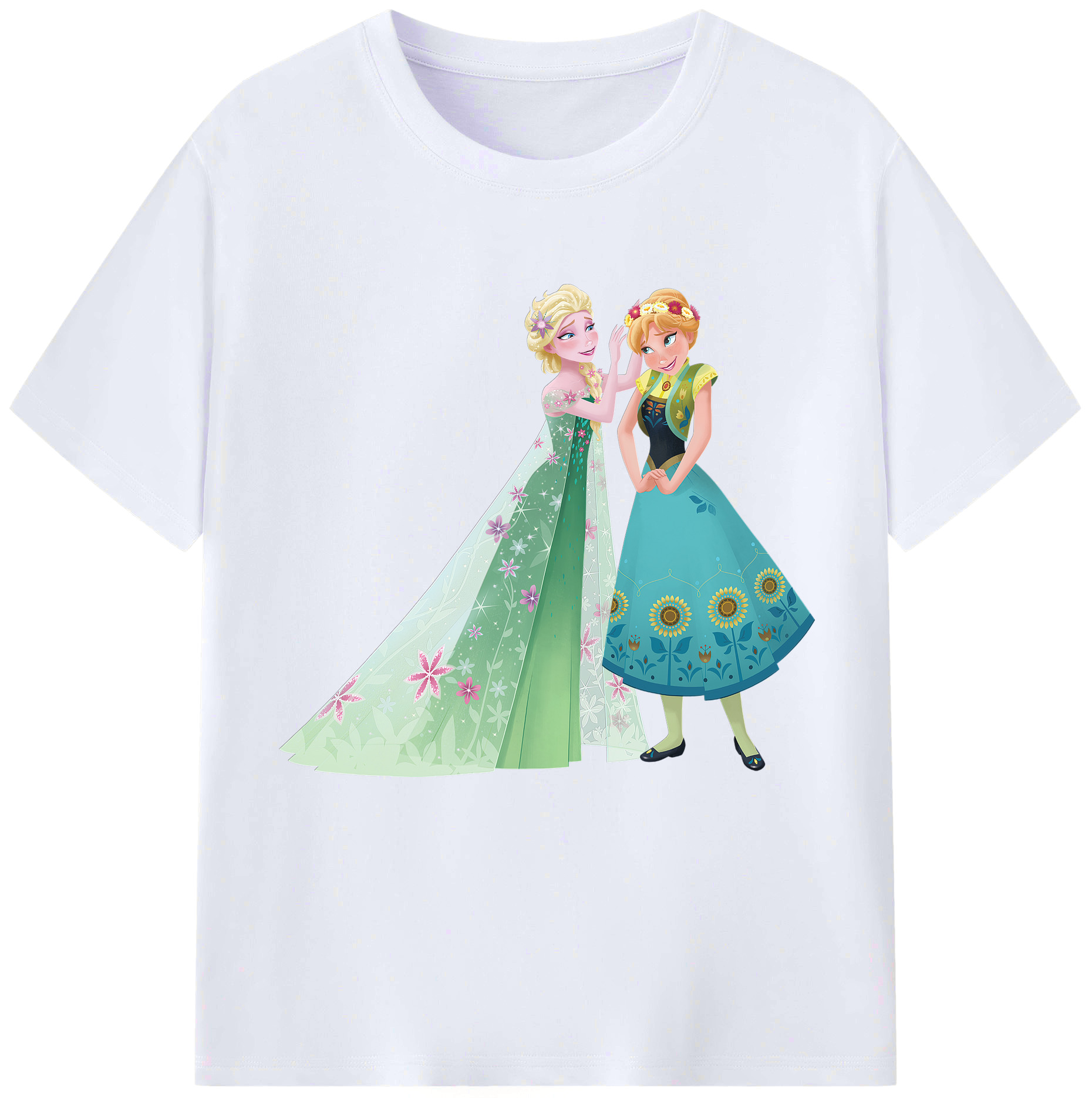 （画像用） アナと雪の女王 アンナ エルサ Frozen Anna Elsa レディースカジュアルプリントTシャツ（綿100％）