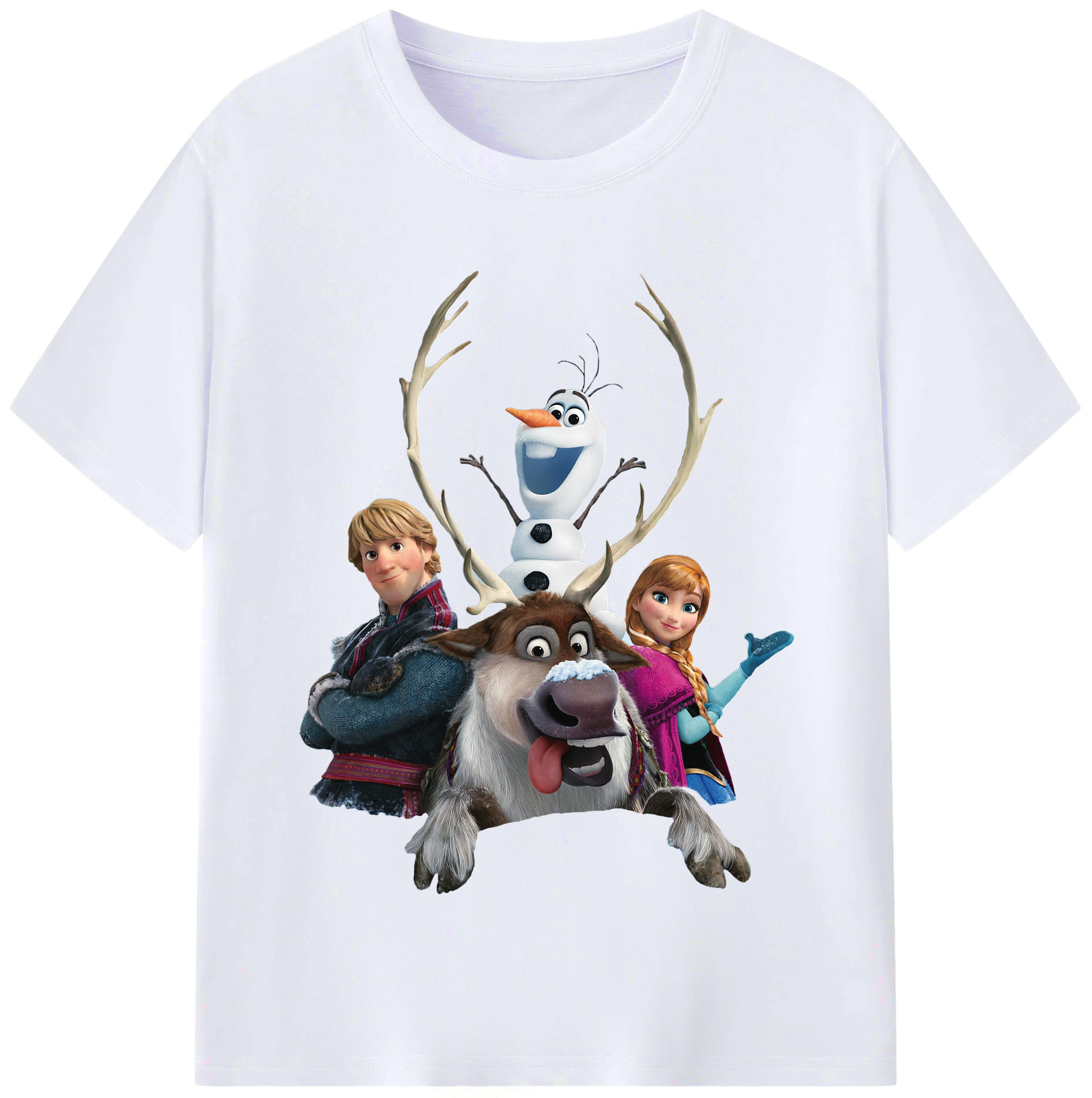 （画像用） アナと雪の女王 アンナ エルサ Frozen Anna Elsa レディースカジュアルプリントTシャツ（綿100％）