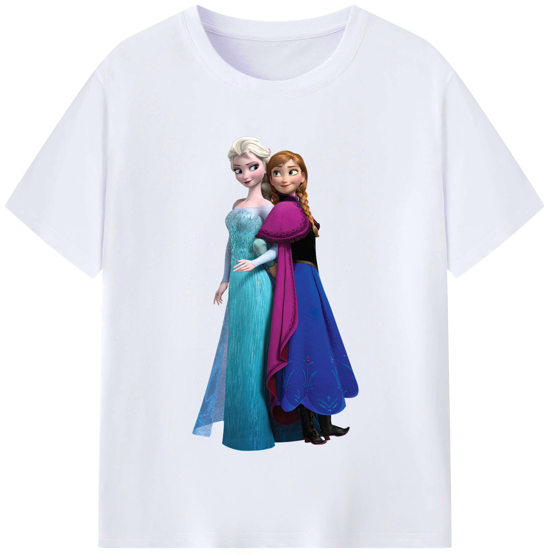 （画像用） アナと雪の女王 アンナ エルサ Frozen Anna Elsa レディースカジュアルプリントTシャツ（綿100％）