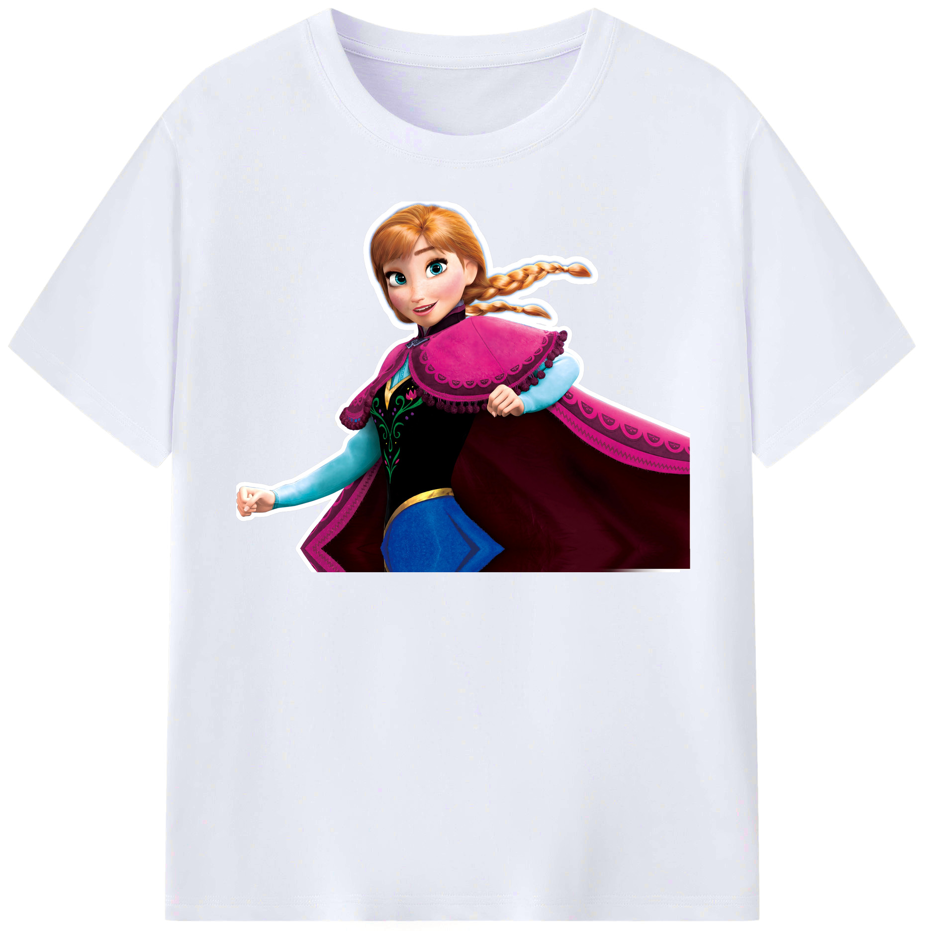 （画像用） アナと雪の女王 アンナ エルサ Frozen Anna Elsa レディースカジュアルプリントTシャツ（綿100％）
