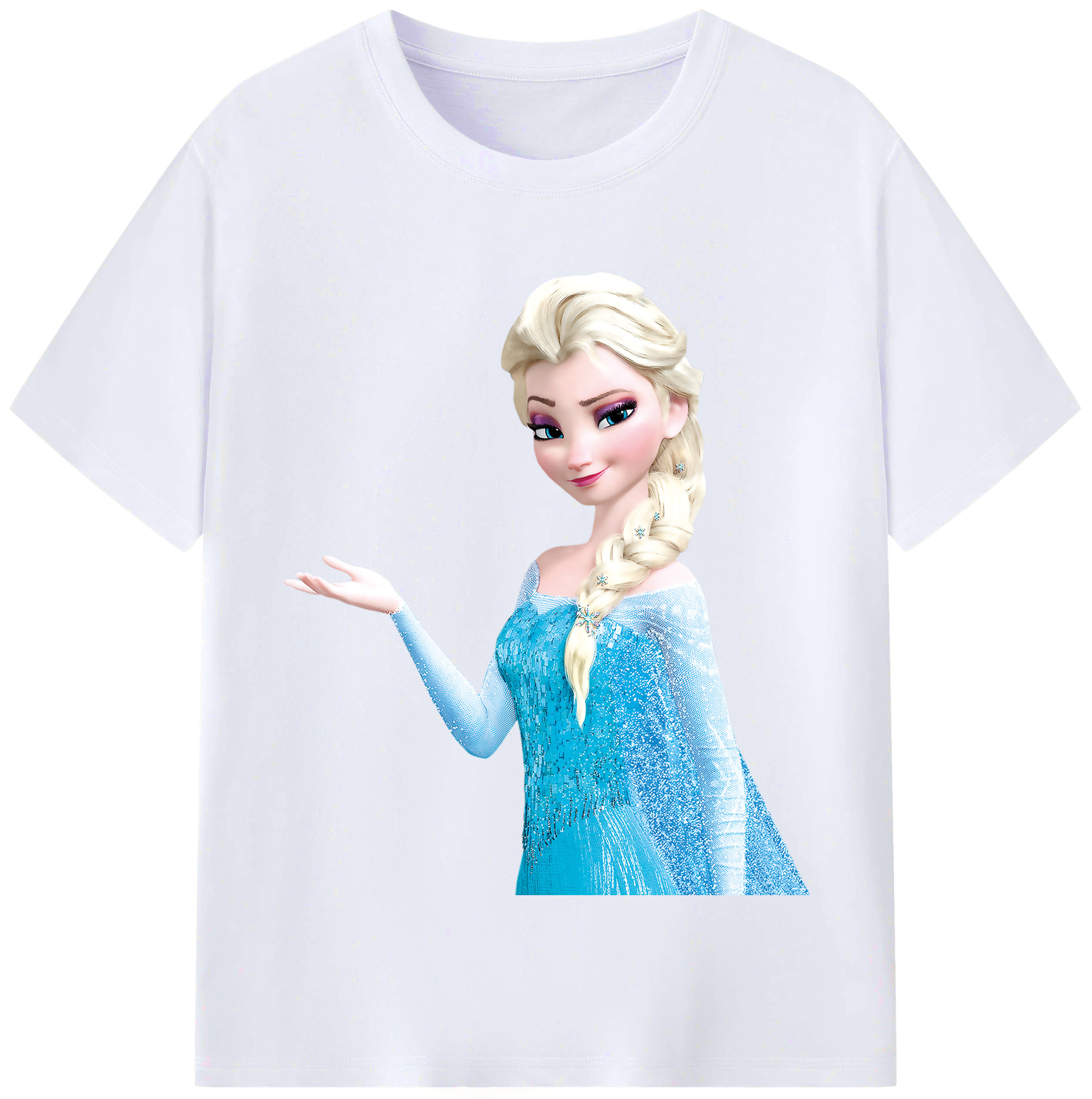 （画像用） アナと雪の女王 アンナ エルサ Frozen Anna Elsa レディースカジュアルプリントTシャツ（綿100％）