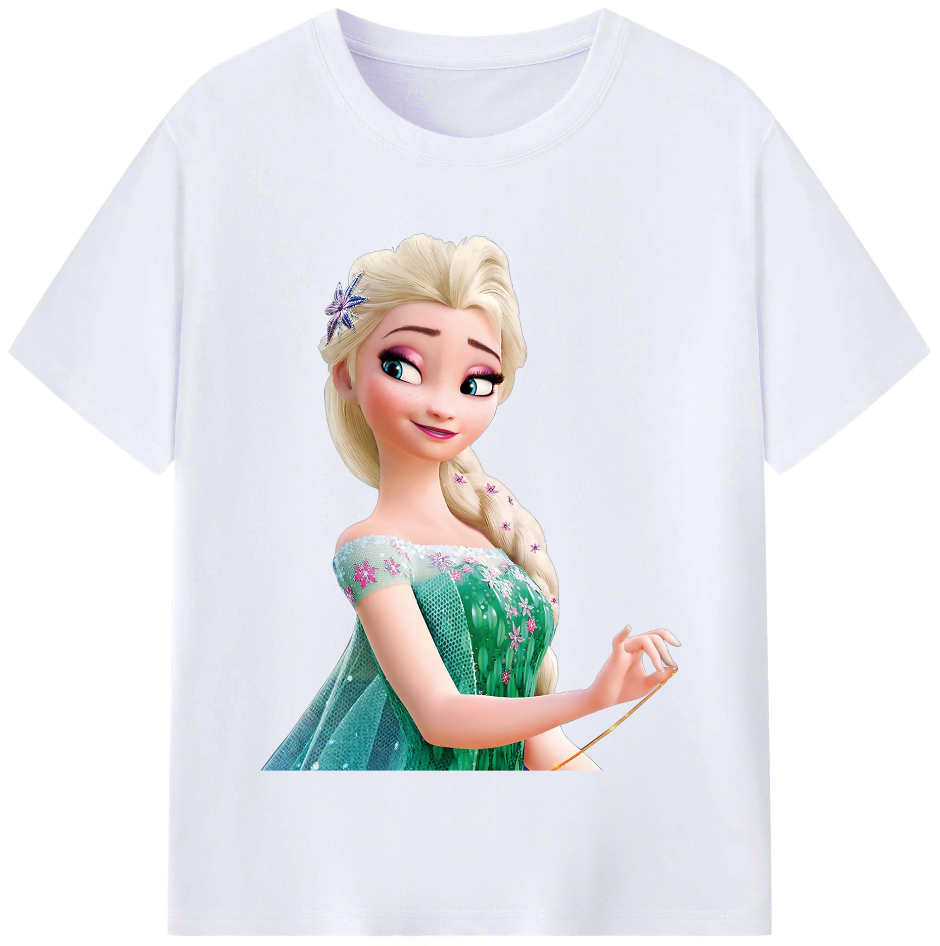 （画像用） アナと雪の女王 アンナ エルサ Frozen Anna Elsa レディースカジュアルプリントTシャツ（綿100％）