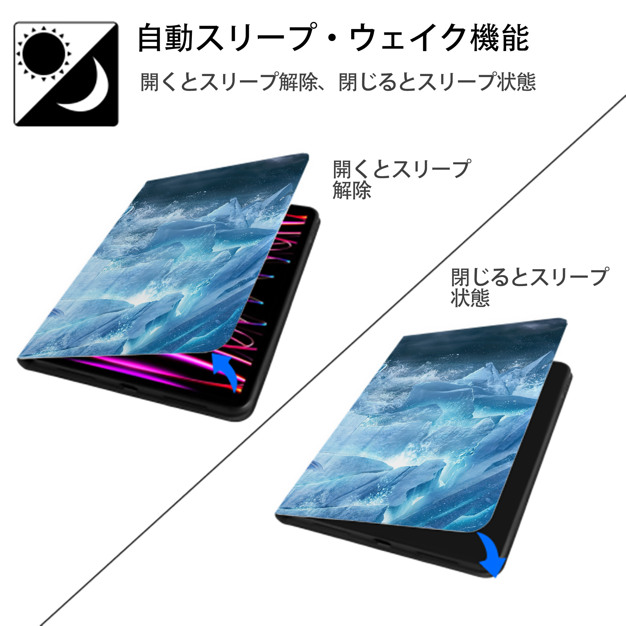 アナと雪の女王 アンナ エルサ Frozen Anna Elsa IPad ケース ブック型 PUレザー TPU 耐衝撃 軽量 薄型 ペン収納なし 全面保護 IPad 各モデル対応