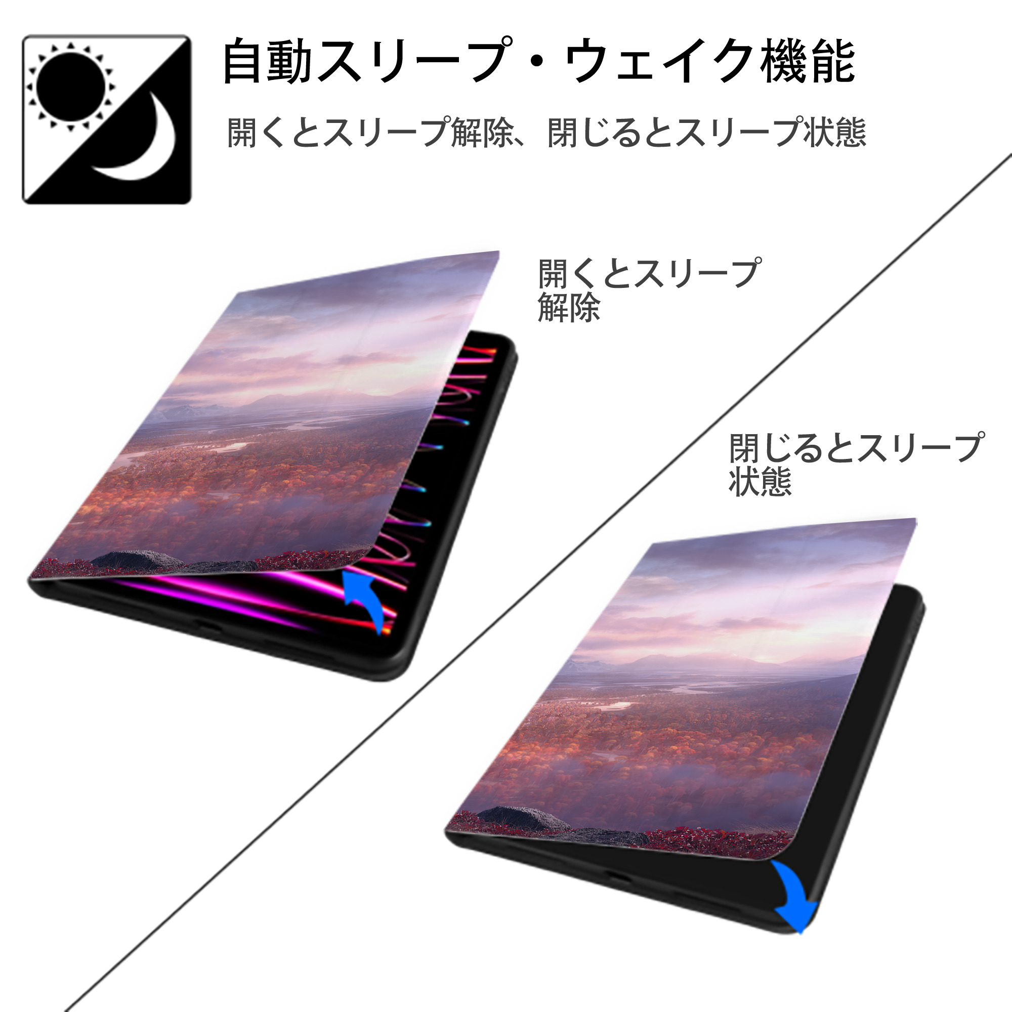 アナと雪の女王 アンナ エルサ Frozen Anna Elsa IPad ケース ブック型 PUレザー TPU 耐衝撃 軽量 薄型 ペン収納なし 全面保護 IPad 各モデル対応