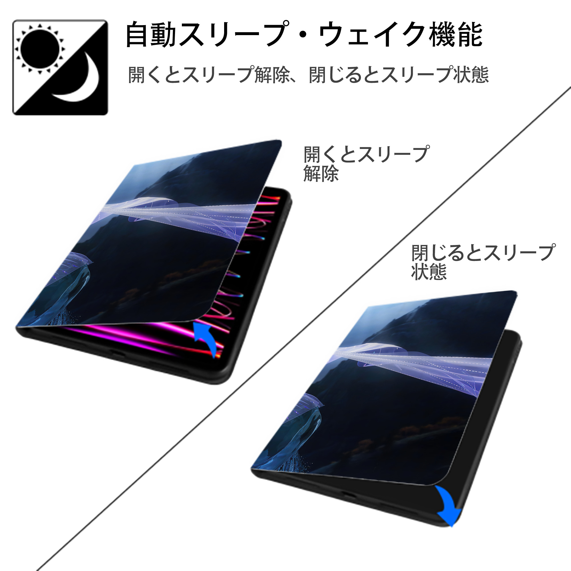 アナと雪の女王 アンナ エルサ Frozen Anna Elsa IPad ケース ブック型 PUレザー TPU 耐衝撃 軽量 薄型 ペン収納なし 全面保護 IPad 各モデル対応